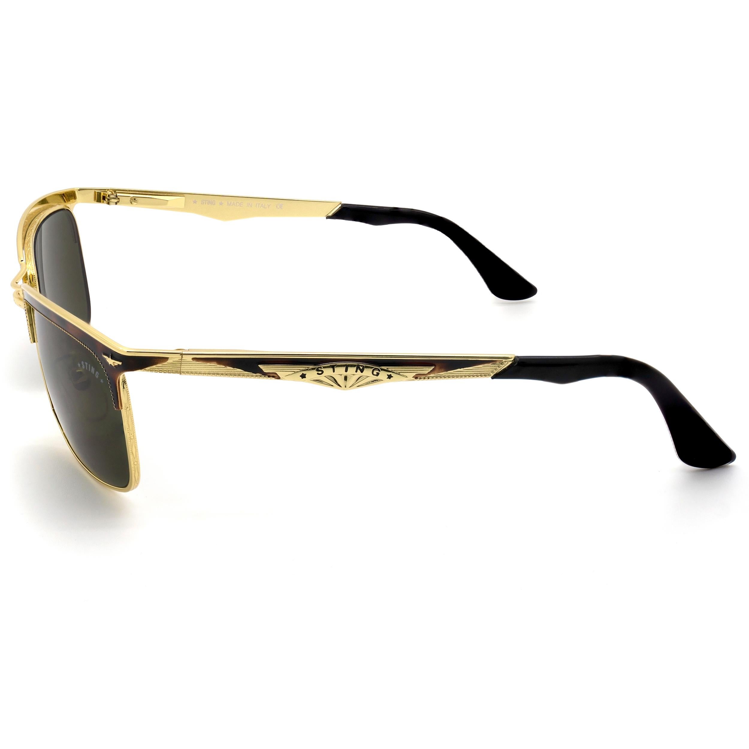 Sting gold vintage sunglasses, Italy 80s In New Condition For Sale In Santa Clarita, CA