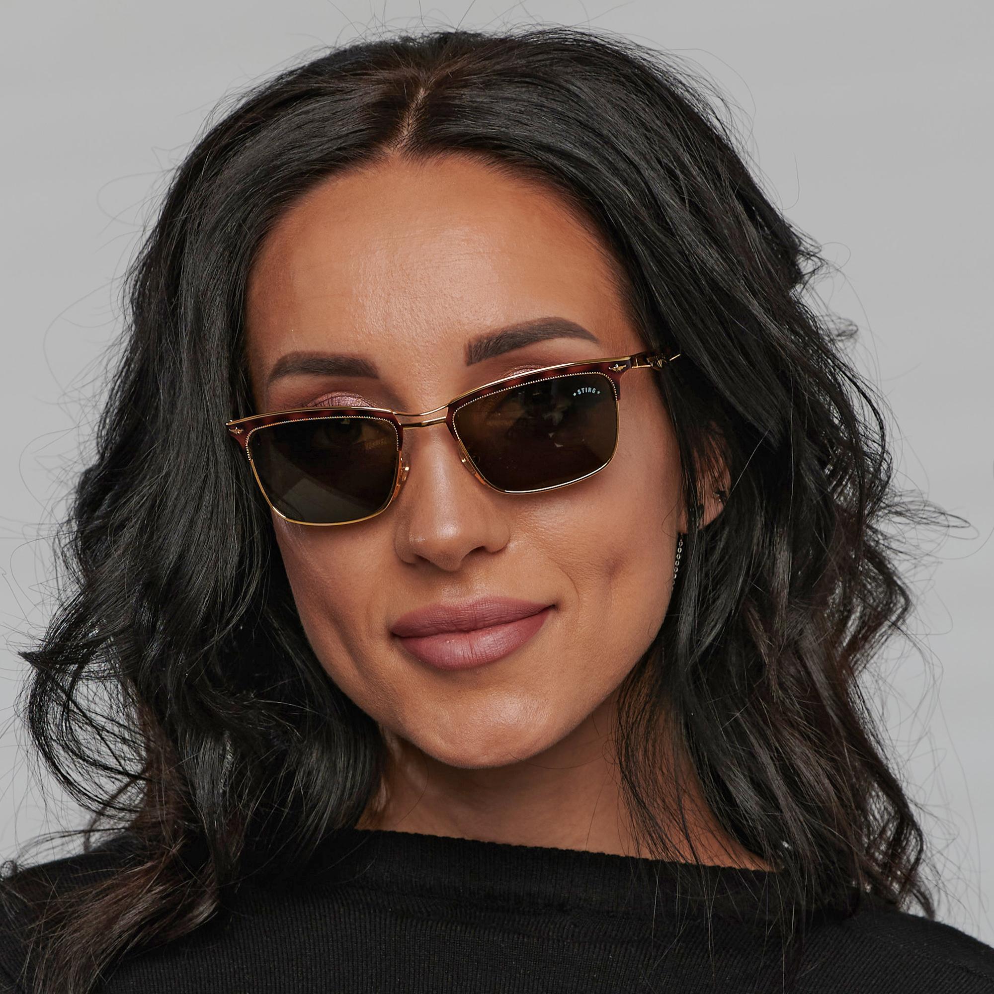 Sting gold vintage sunglasses, Italy 80s For Sale 1