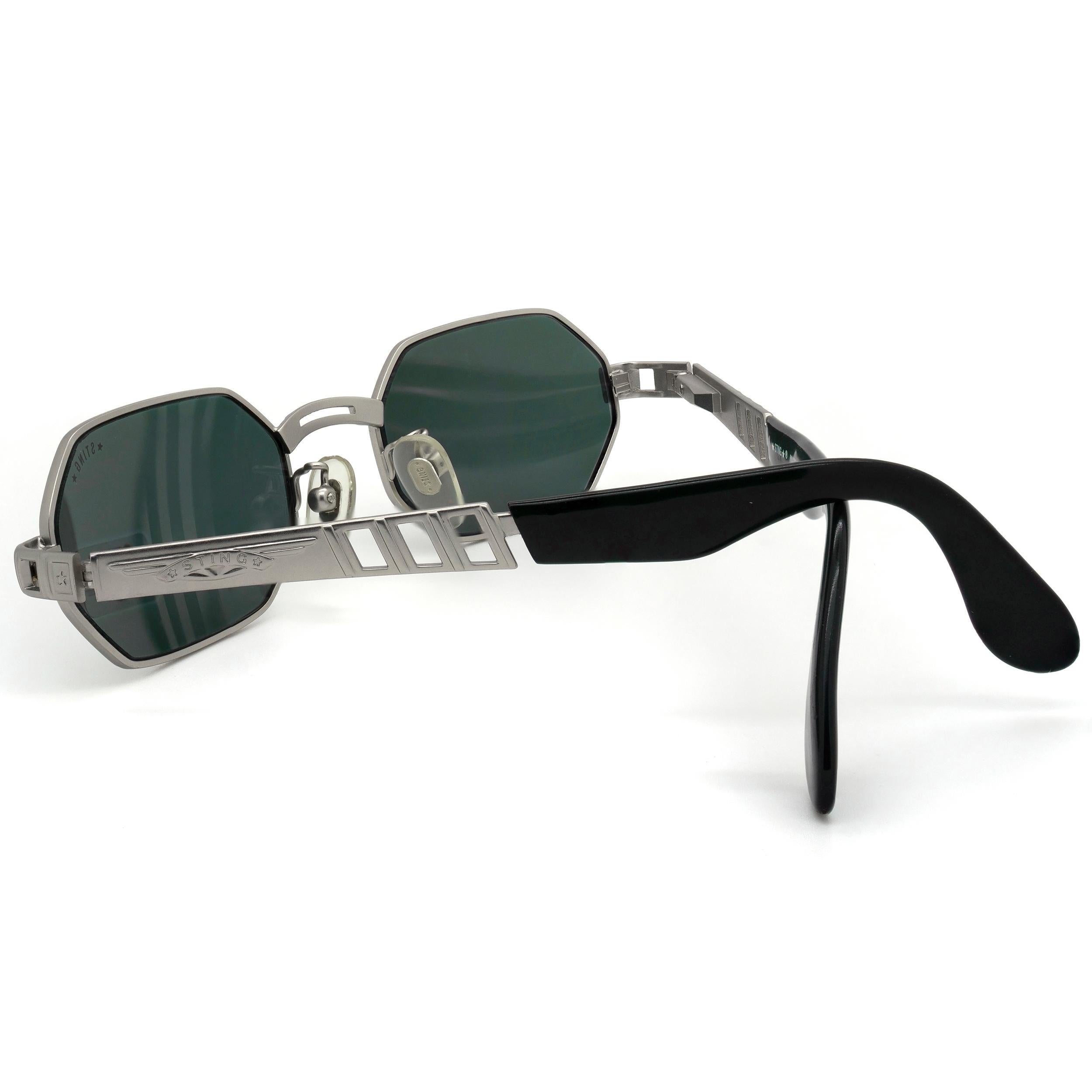 Black Sting hexagonal vintage sunglasses, Italy  For Sale