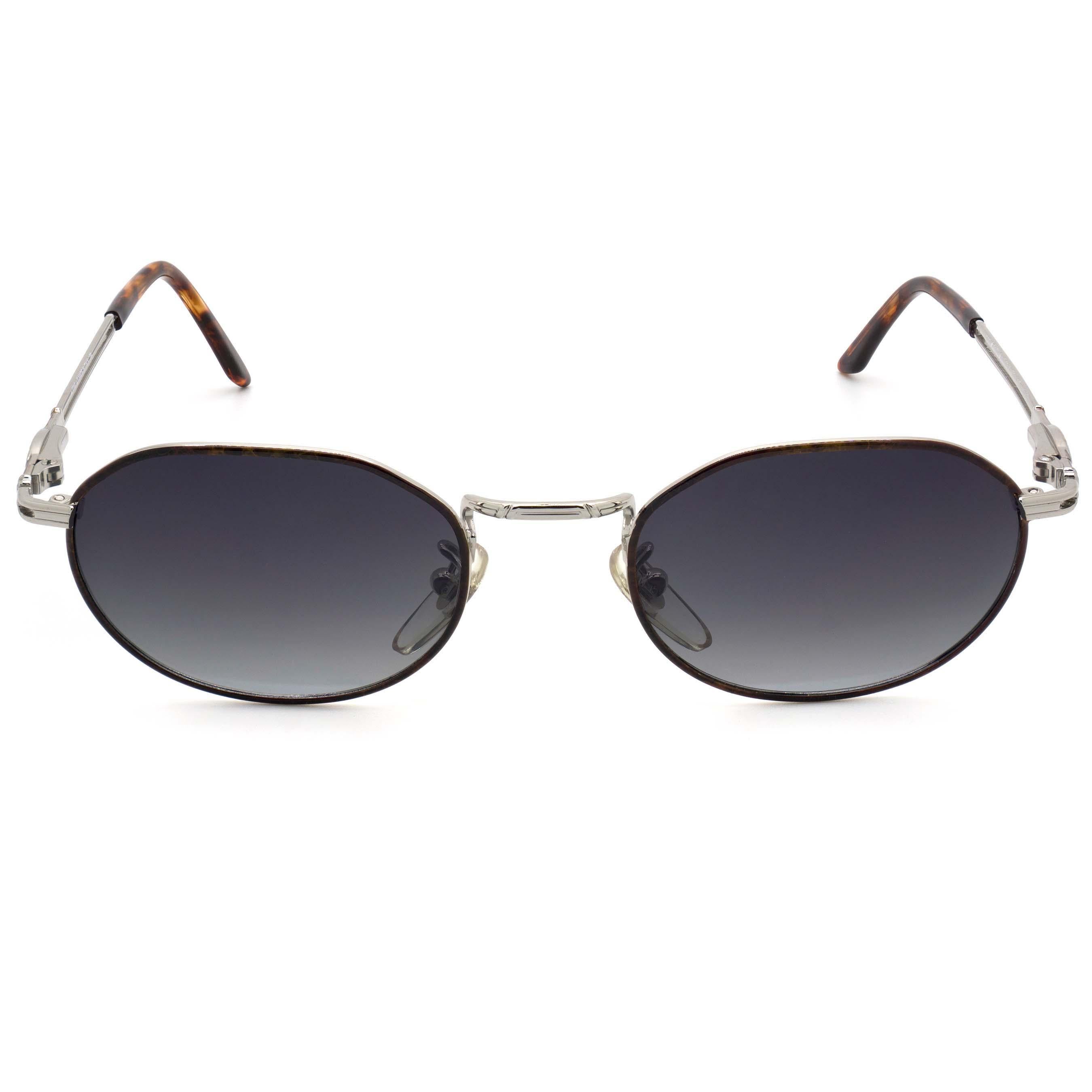 Sechseckige Vintage-Sonnenbrille mit Schnur, Italien  (Grau) im Angebot