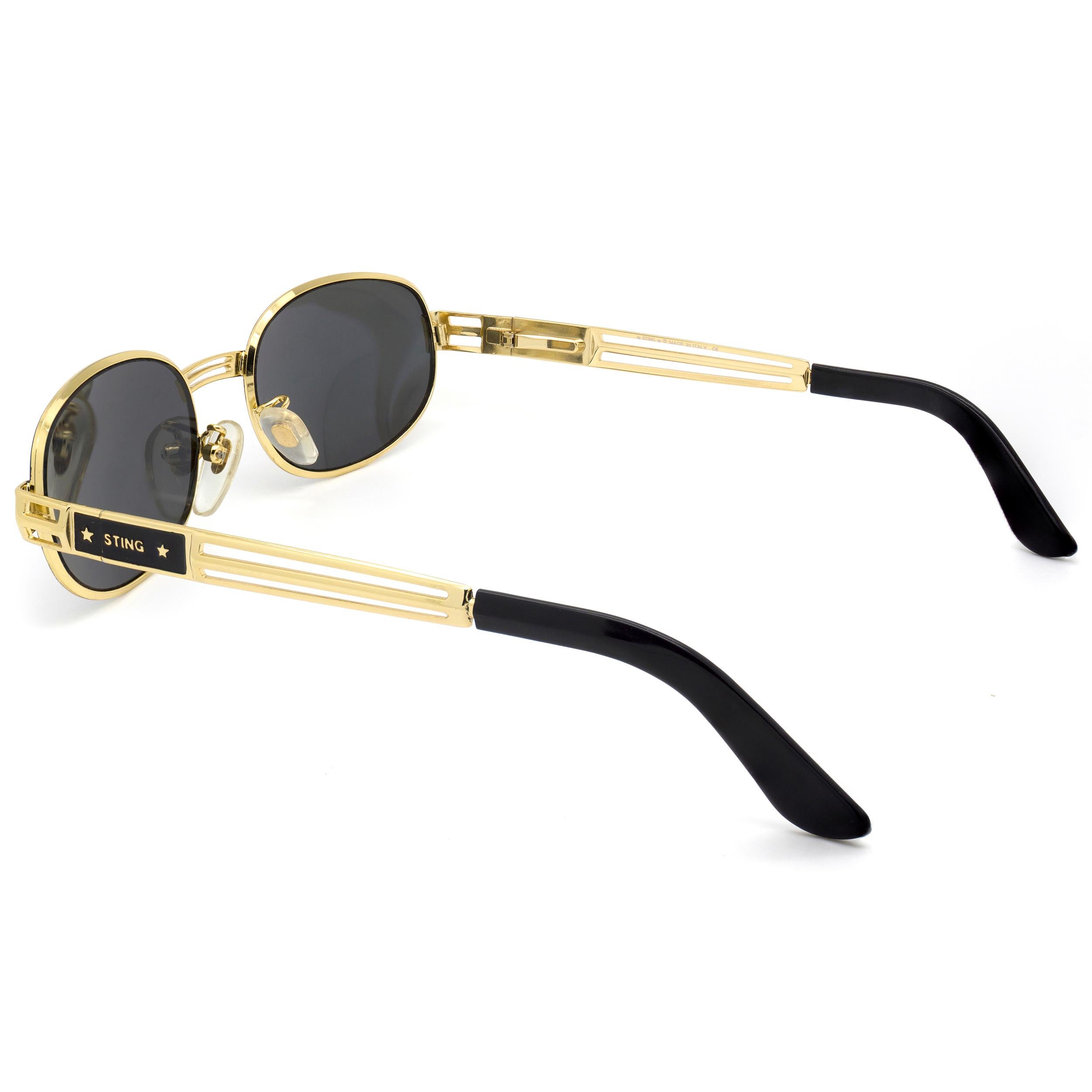 Black Sting oval vintage sunglasses 80s For Sale