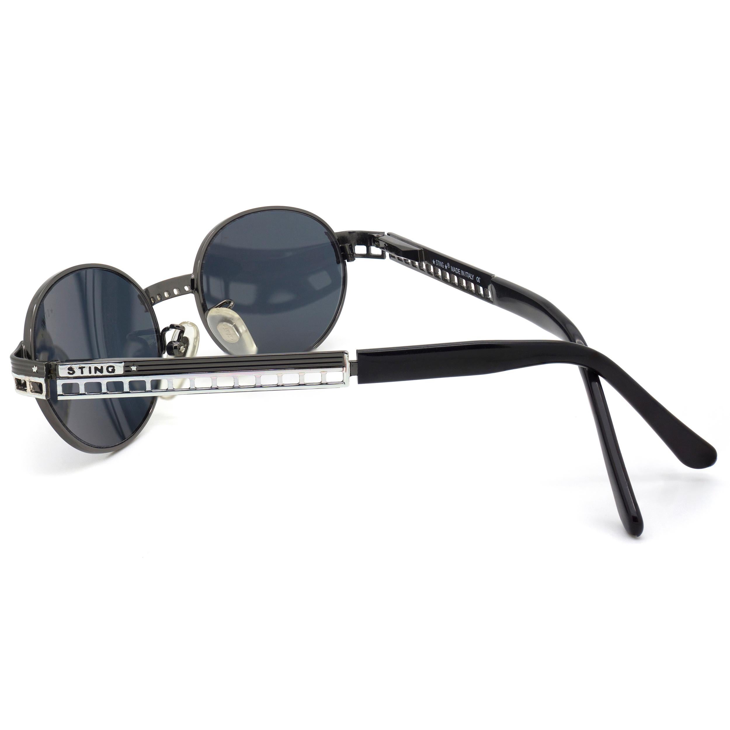 Ovale Sting-Sonnenbrille im Vintage-Stil, Italien 90er Jahre (Grau) im Angebot