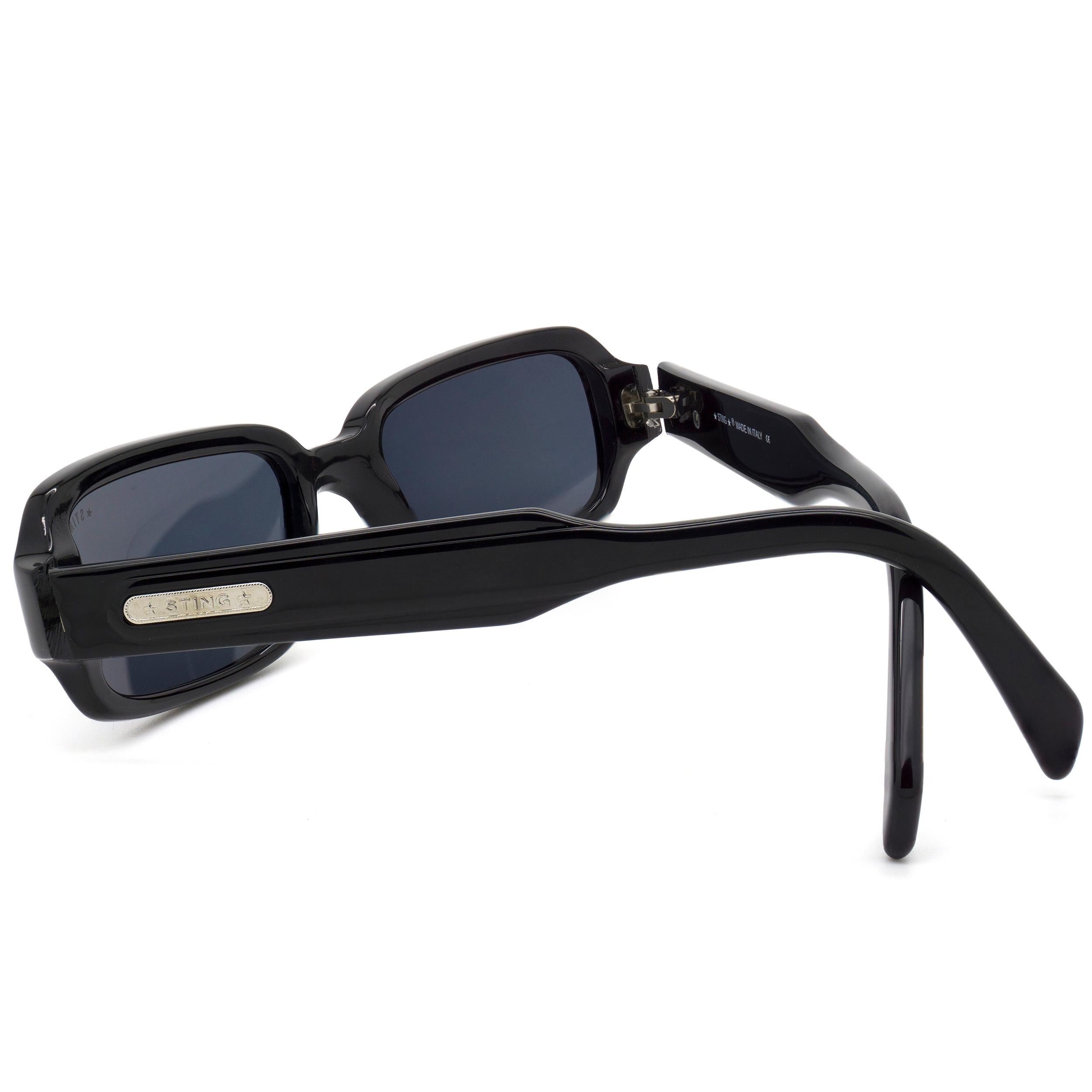 Black Sting rectangular vintage sunglasses, Italy 90s For Sale