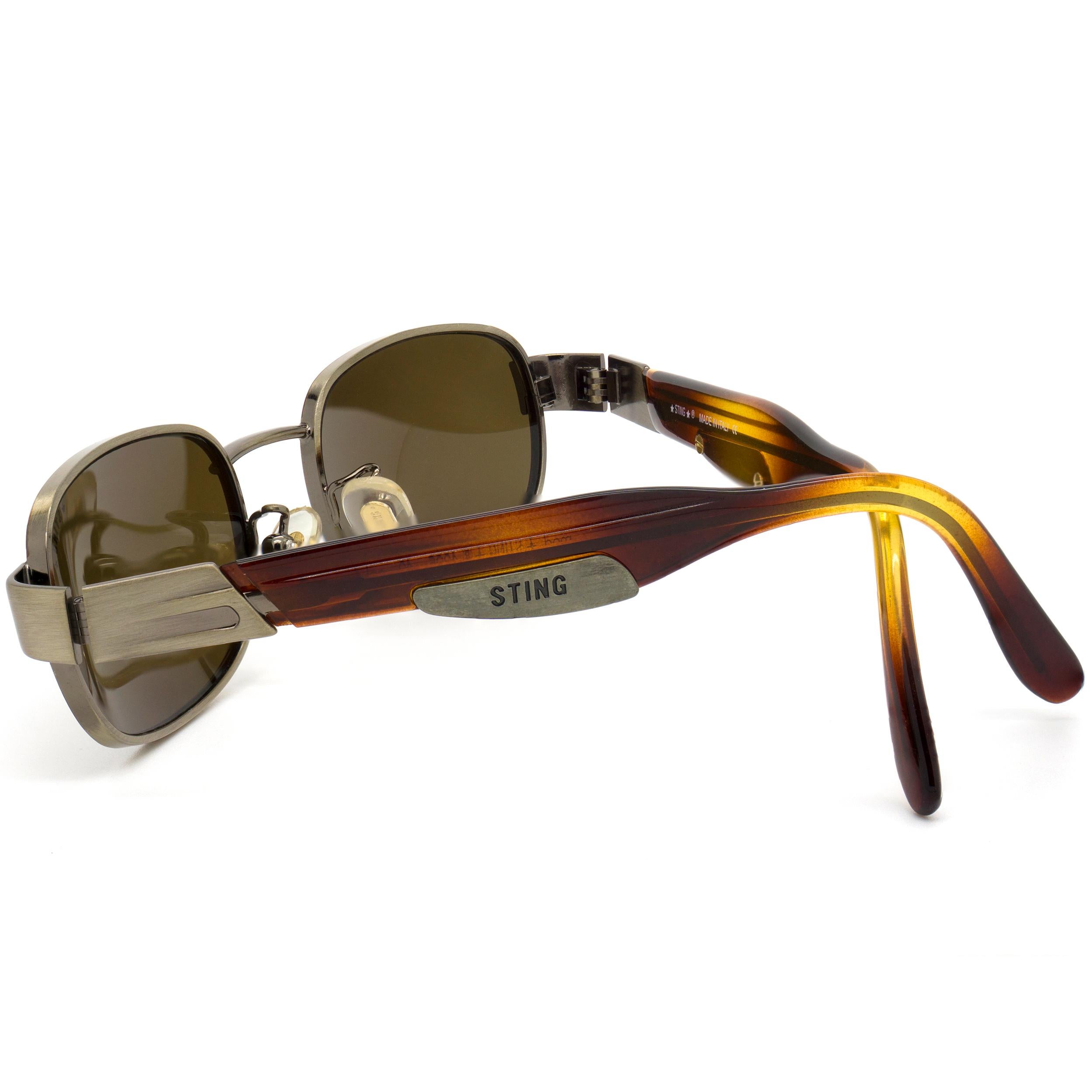 Marron Lunettes de soleil rectangulaires vintage en forme de galet, Italie  en vente