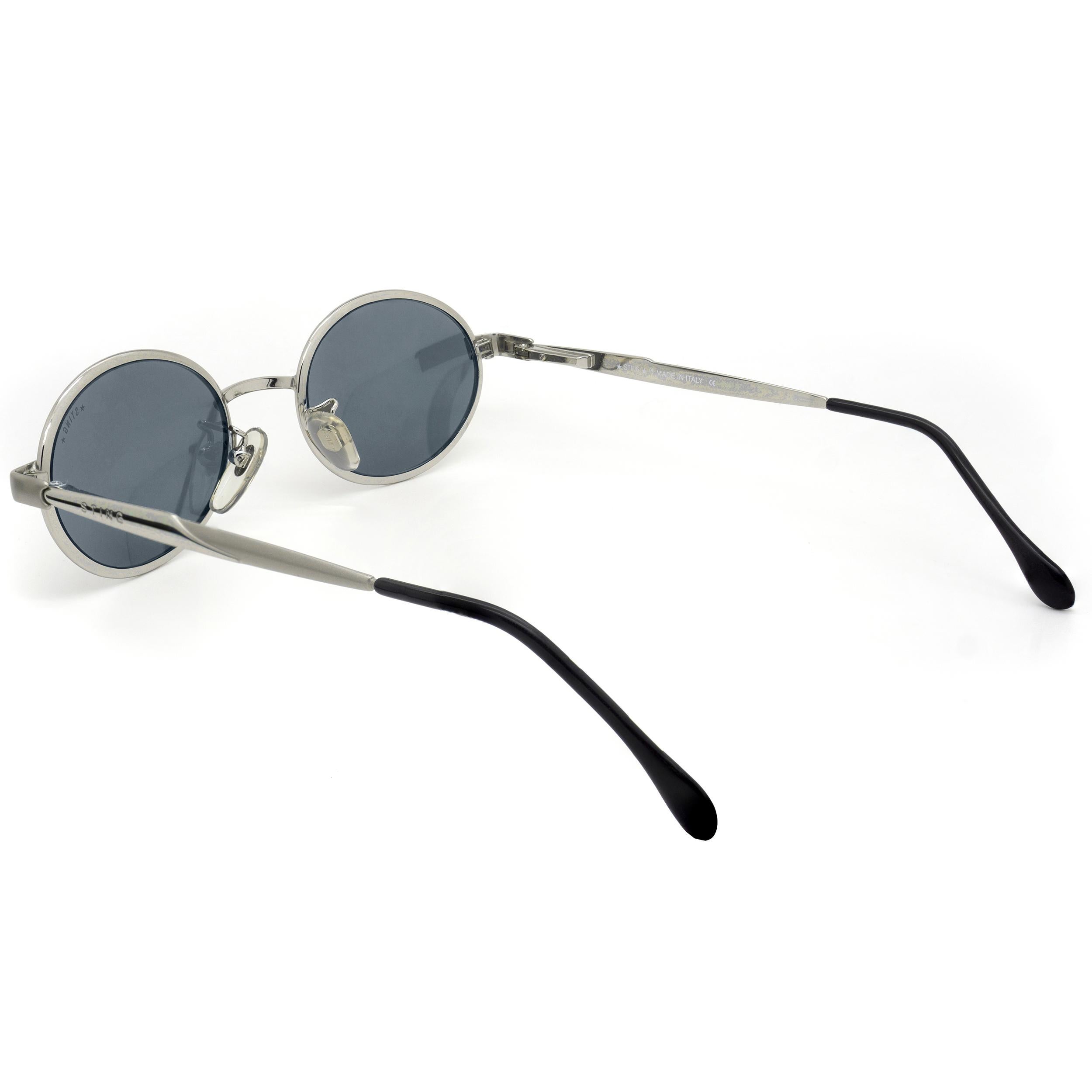 Sting runde Vintage-Sonnenbrille Federscharniere (Grau) im Angebot