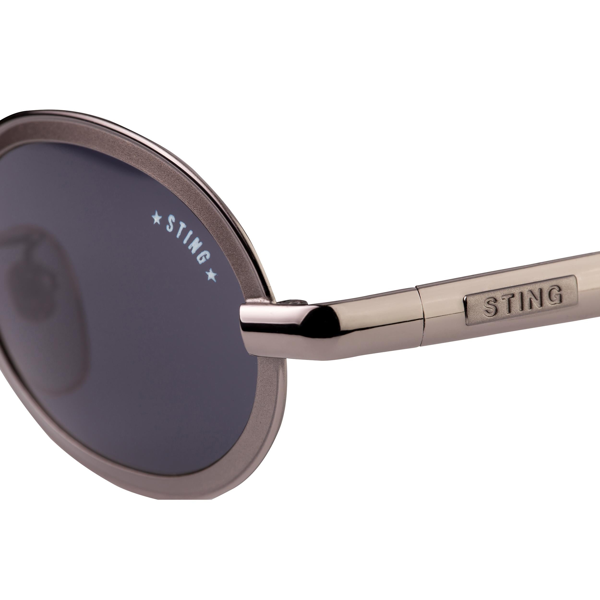 Sting small round sunglasses spring hinges, Italy  In New Condition For Sale In Santa Clarita, CA