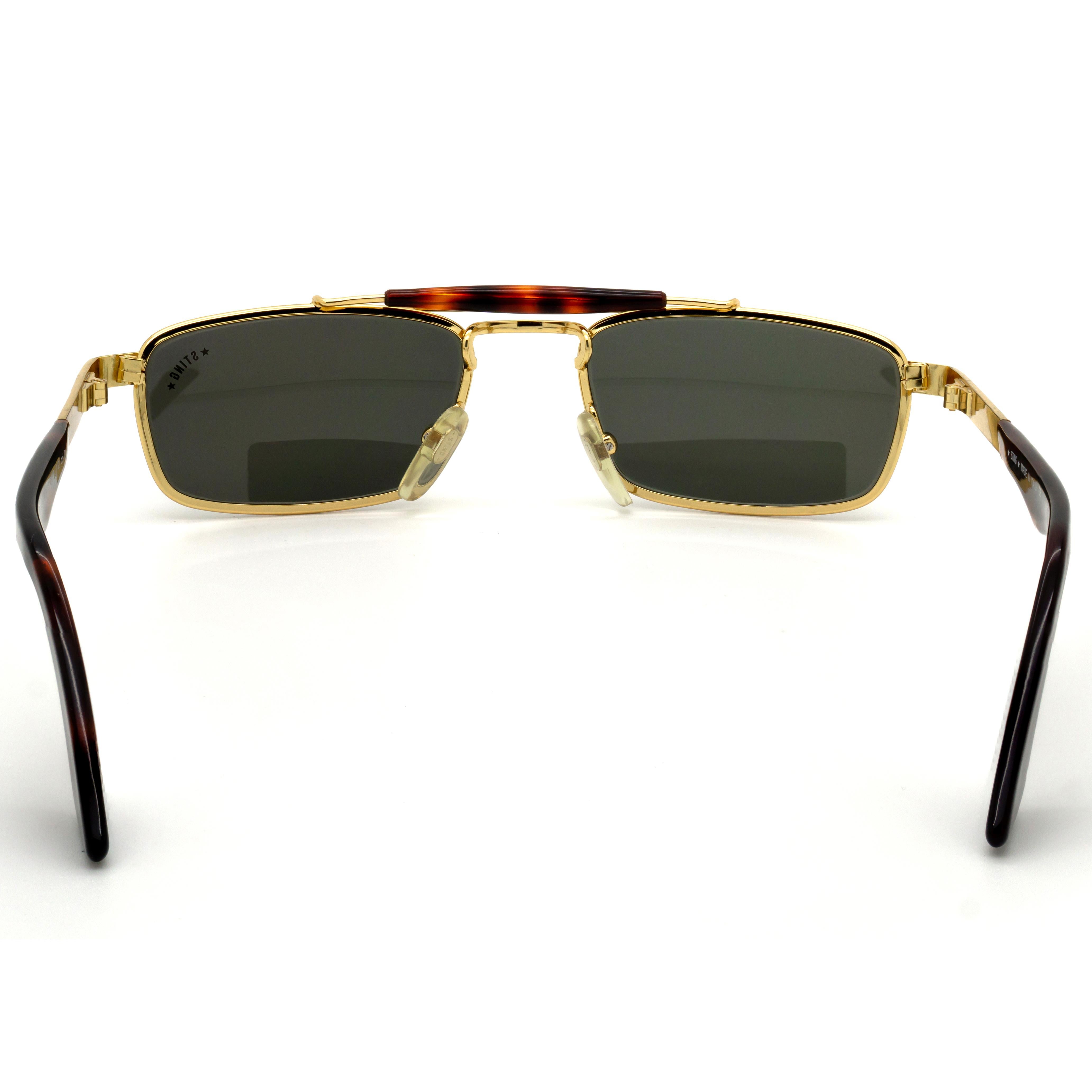 Sting Vintage-Sonnenbrille in Braun, Italien 80er Jahre (Schwarz) im Angebot
