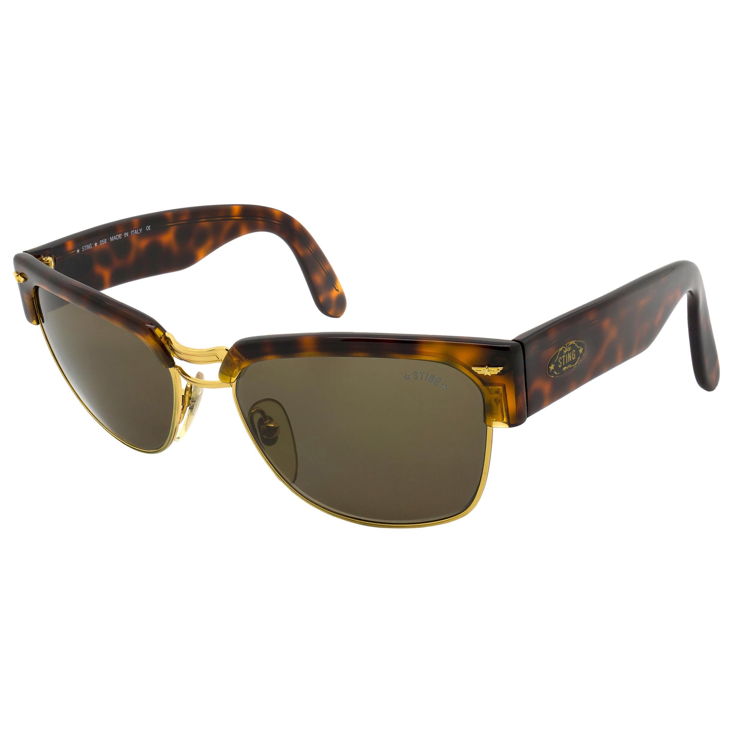 Sting Vintage-Sonnenbrille mit Schildkrötenpanzer, Italien 90er Jahre im Angebot