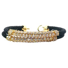 StingHD Italian 18k Yellow Gold Diamond Bracelet with Black Stingray, 9.00 Carat