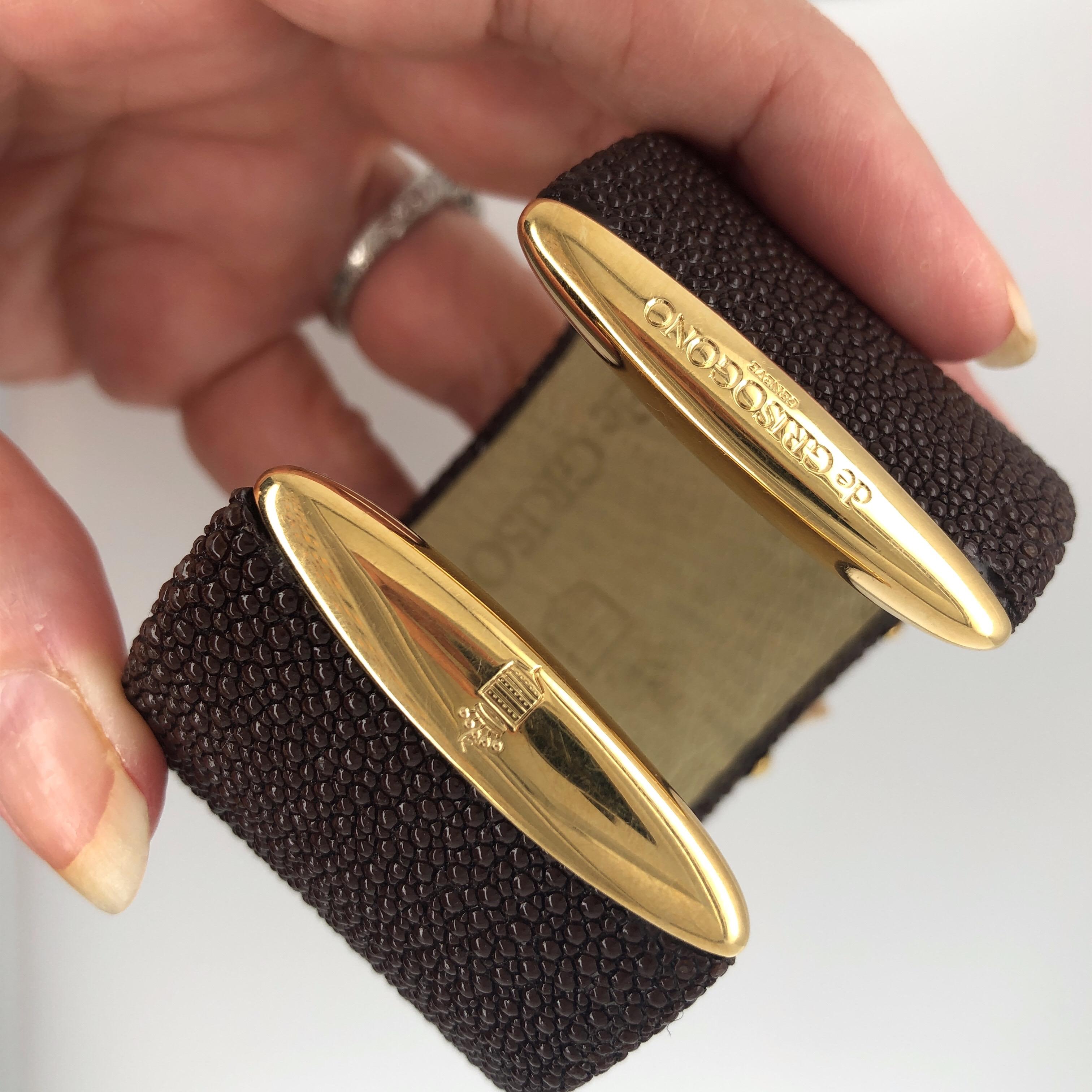 Stingray Cuff with 18K Yellow Gold Degrisogone Cuff.  