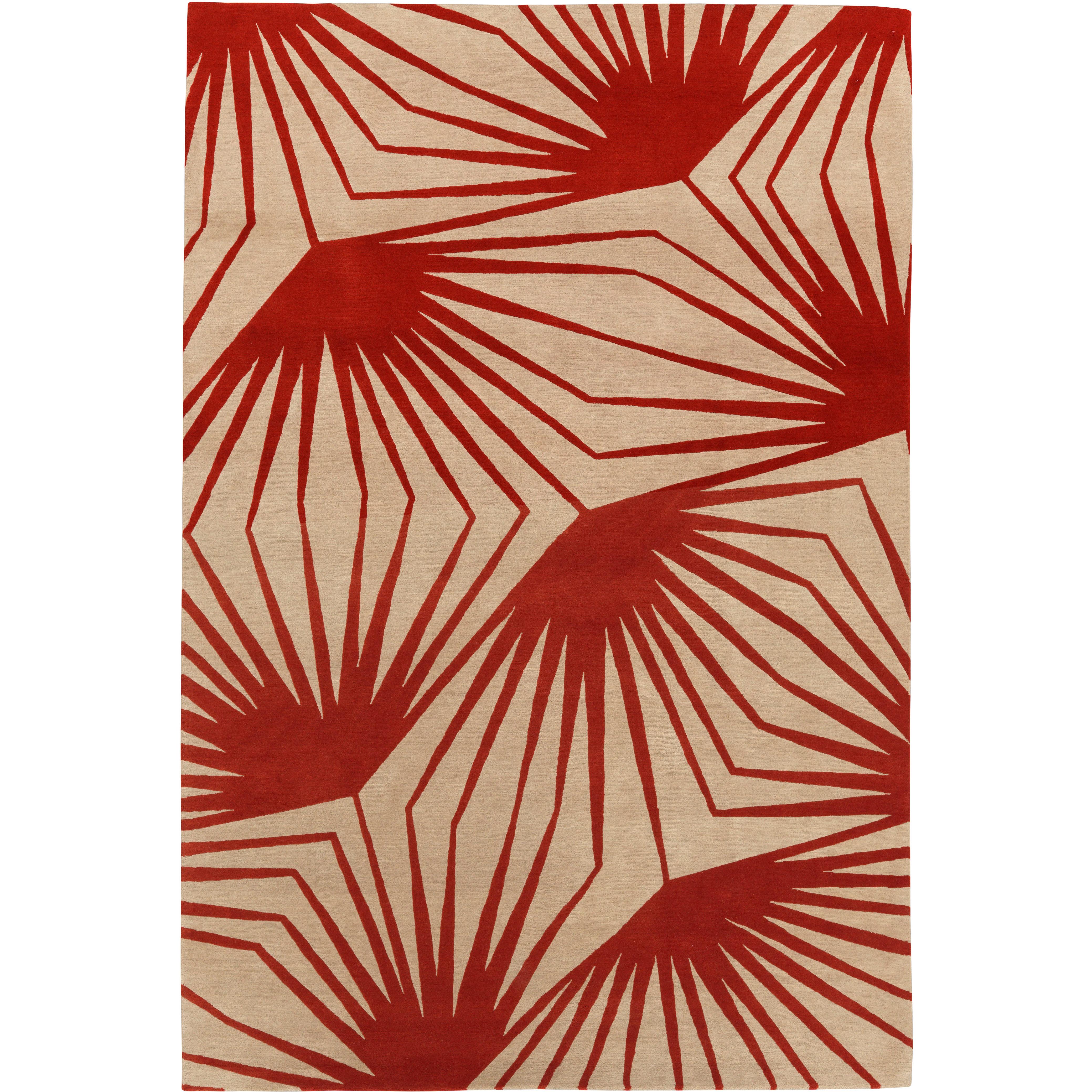 Stingray Red Hand-Knotted 10x8 Area Rug in Wool by Alexandra Champalimaud For Sale