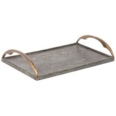 Stingray Shagreen Tray with Bronze Handles by Augousti