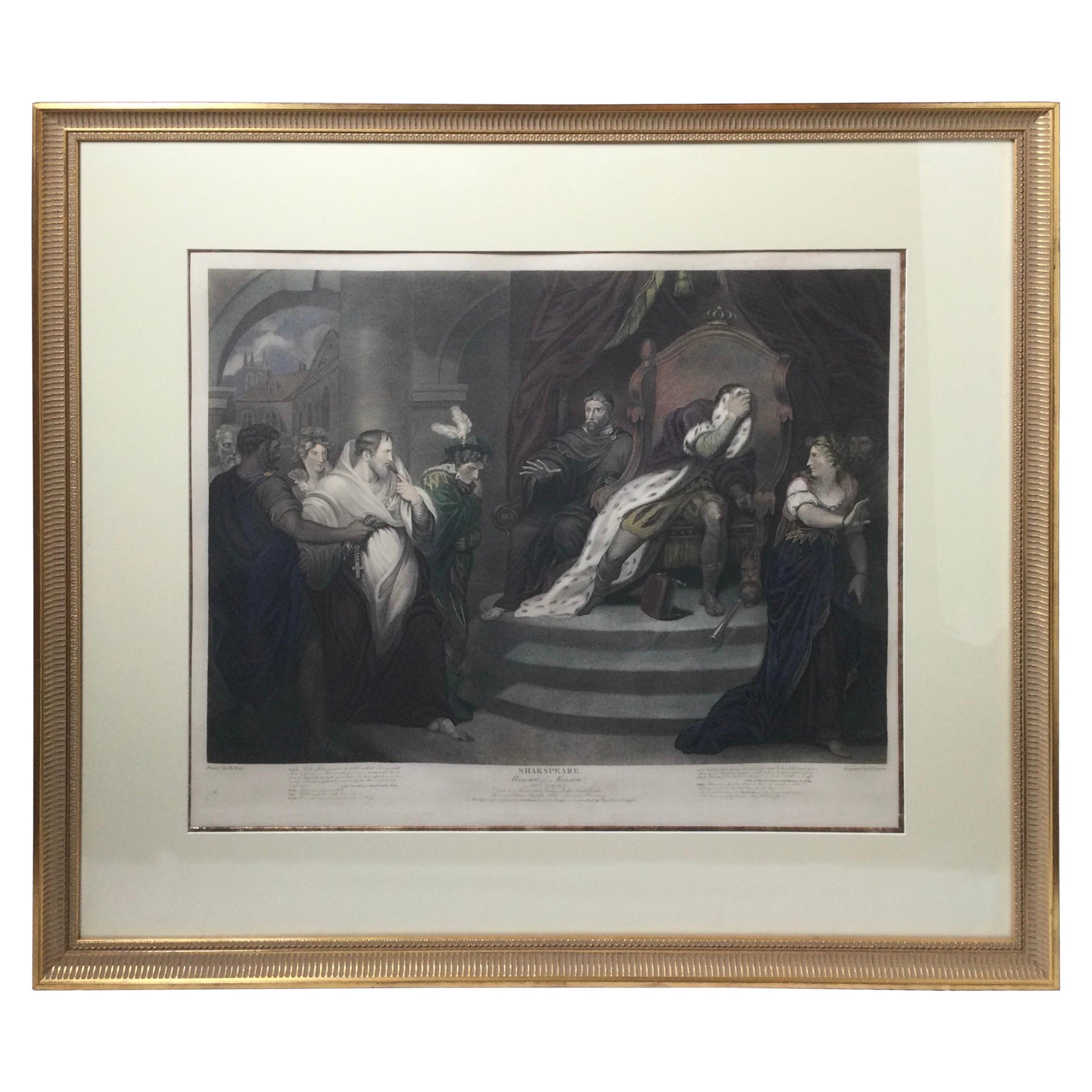 Grabado de "Shakspeare. / Medida por medida / Acto V, Escena I." 1796 en venta