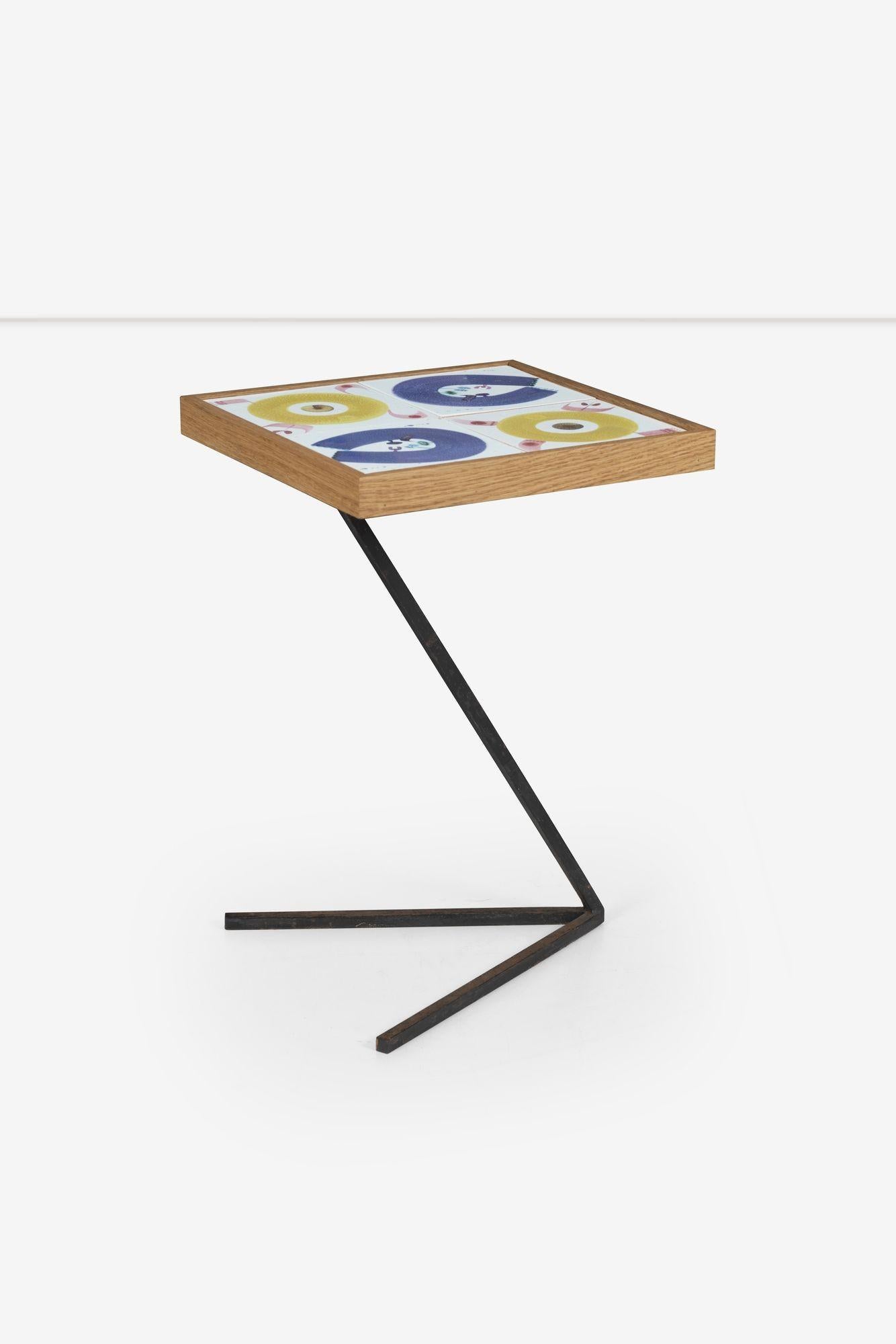 Appliqué Stir Lindberg for Gustavsberg Custom Tile Top Side Table For Sale