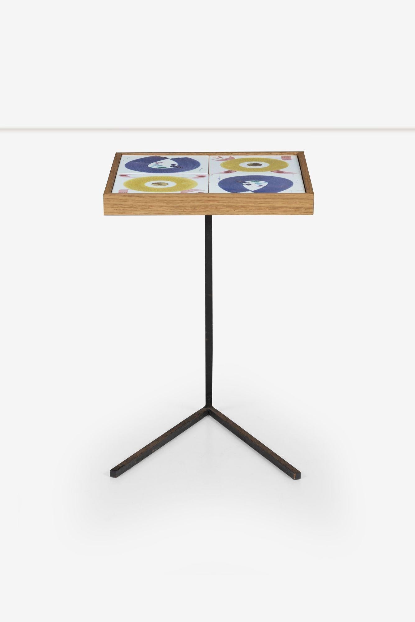 Mid-20th Century Stir Lindberg for Gustavsberg Custom Tile Top Side Table For Sale