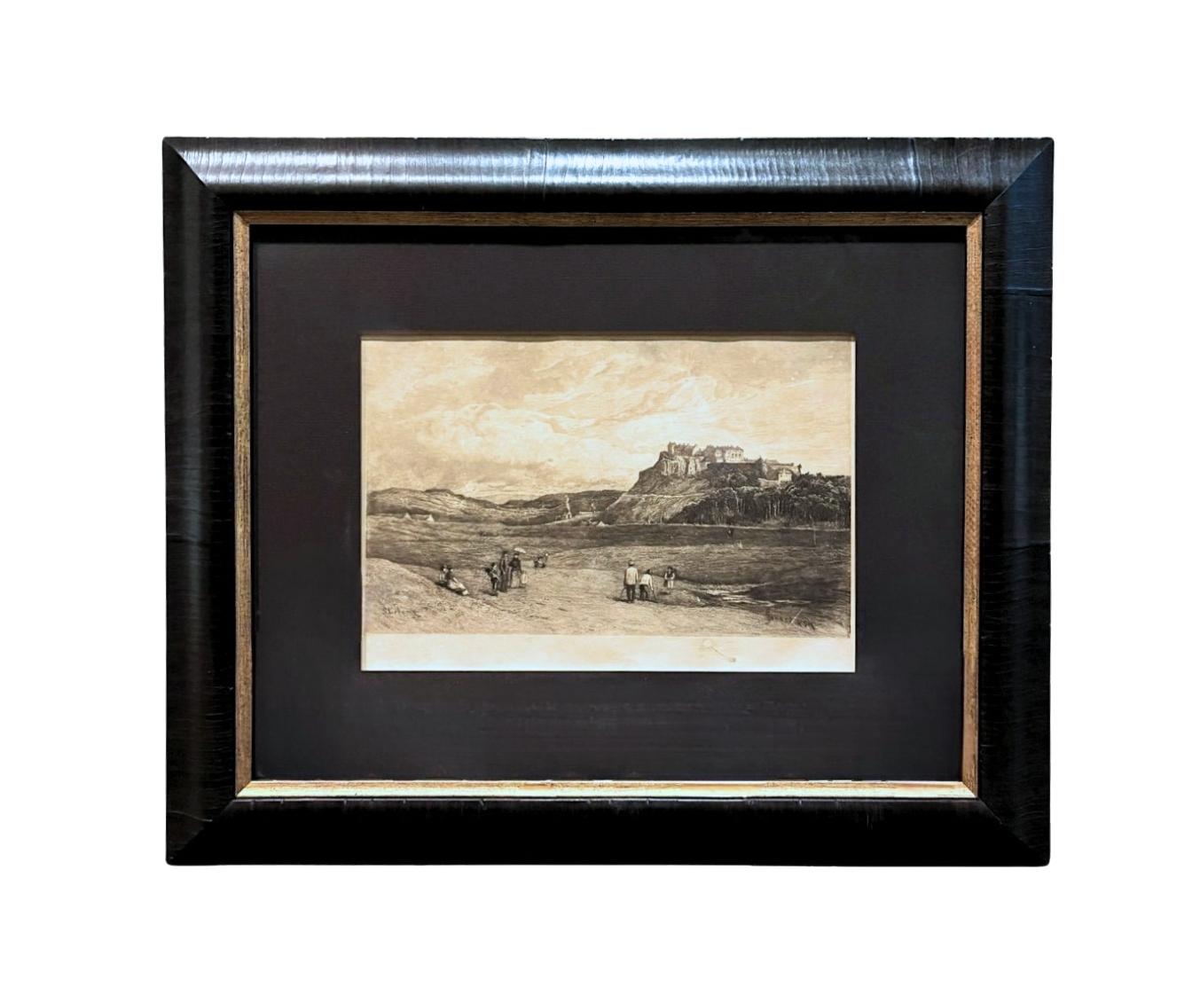 Stirling Castle Links Antike Golf-Radierung von George Aikman, 1893 (Hochviktorianisch) im Angebot