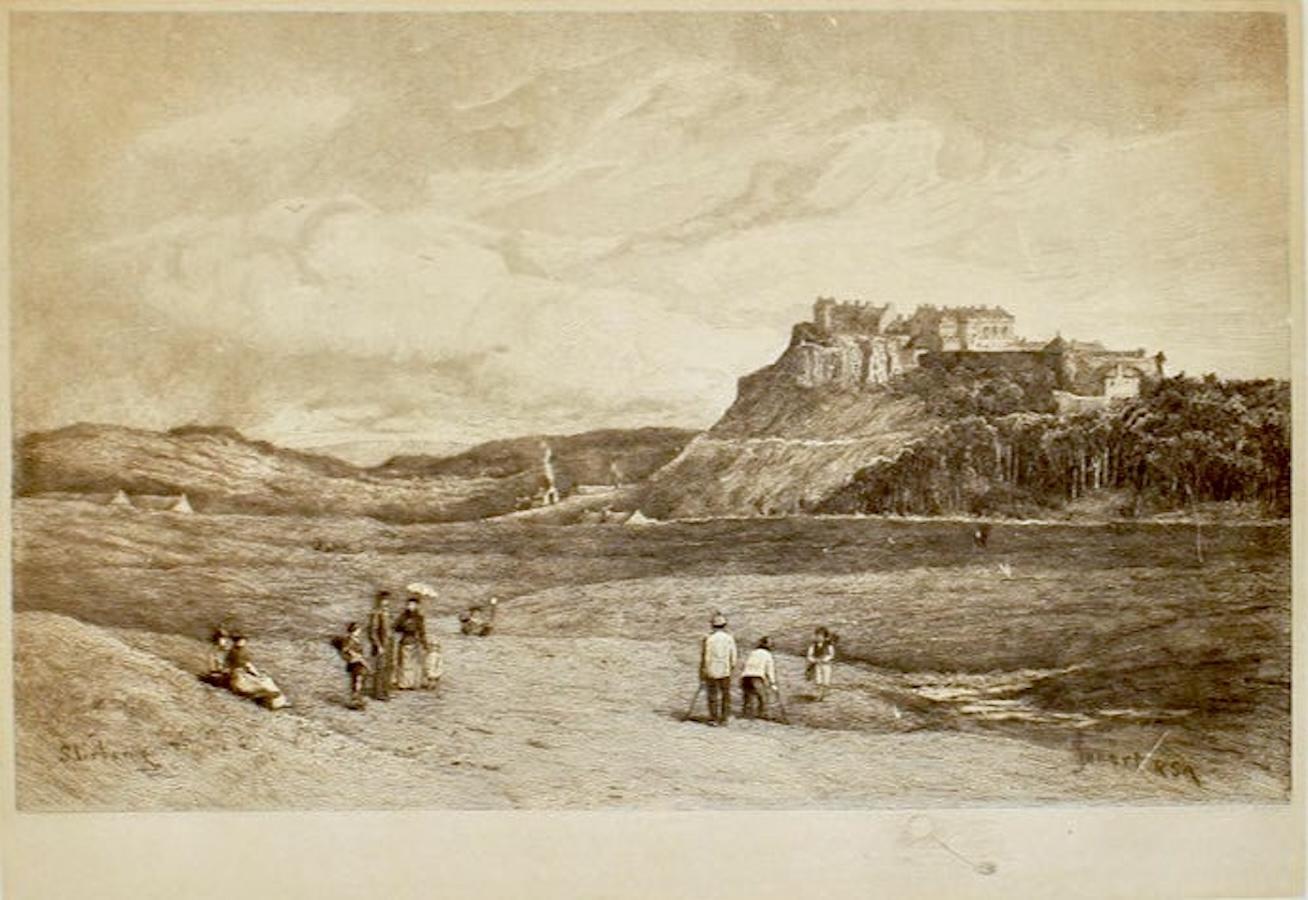 Stirling Castle Links Antike Golf-Radierung von George Aikman, 1893 (Schottisch) im Angebot