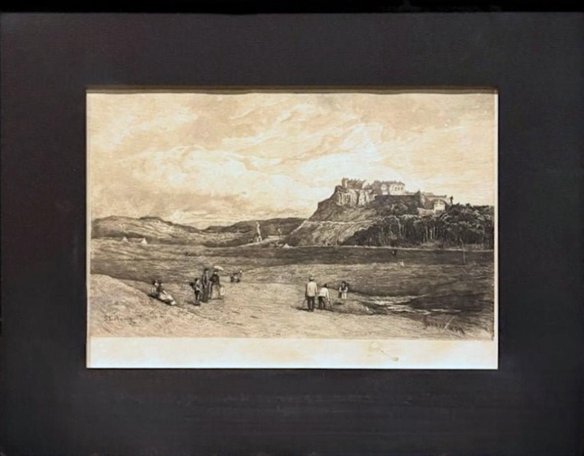 Stirling Castle Links Antike Golf-Radierung von George Aikman, 1893 (Papier) im Angebot