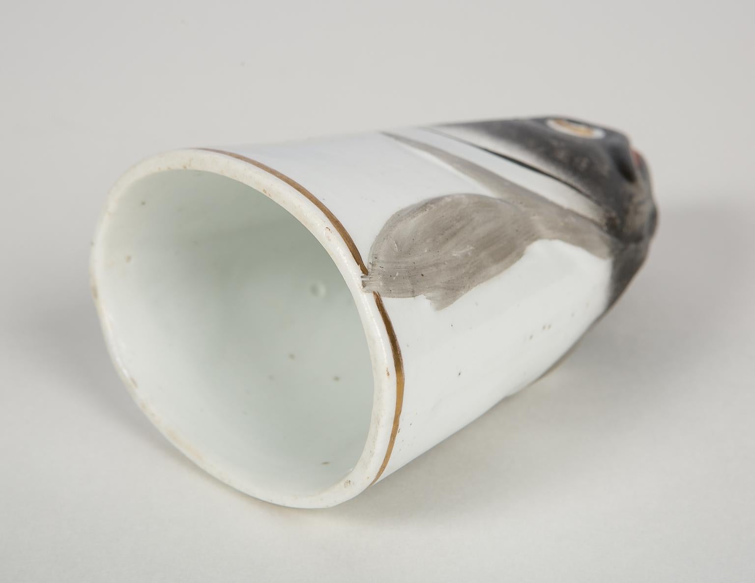 Hand-Painted Stirrup Cup in the Form of a Fish