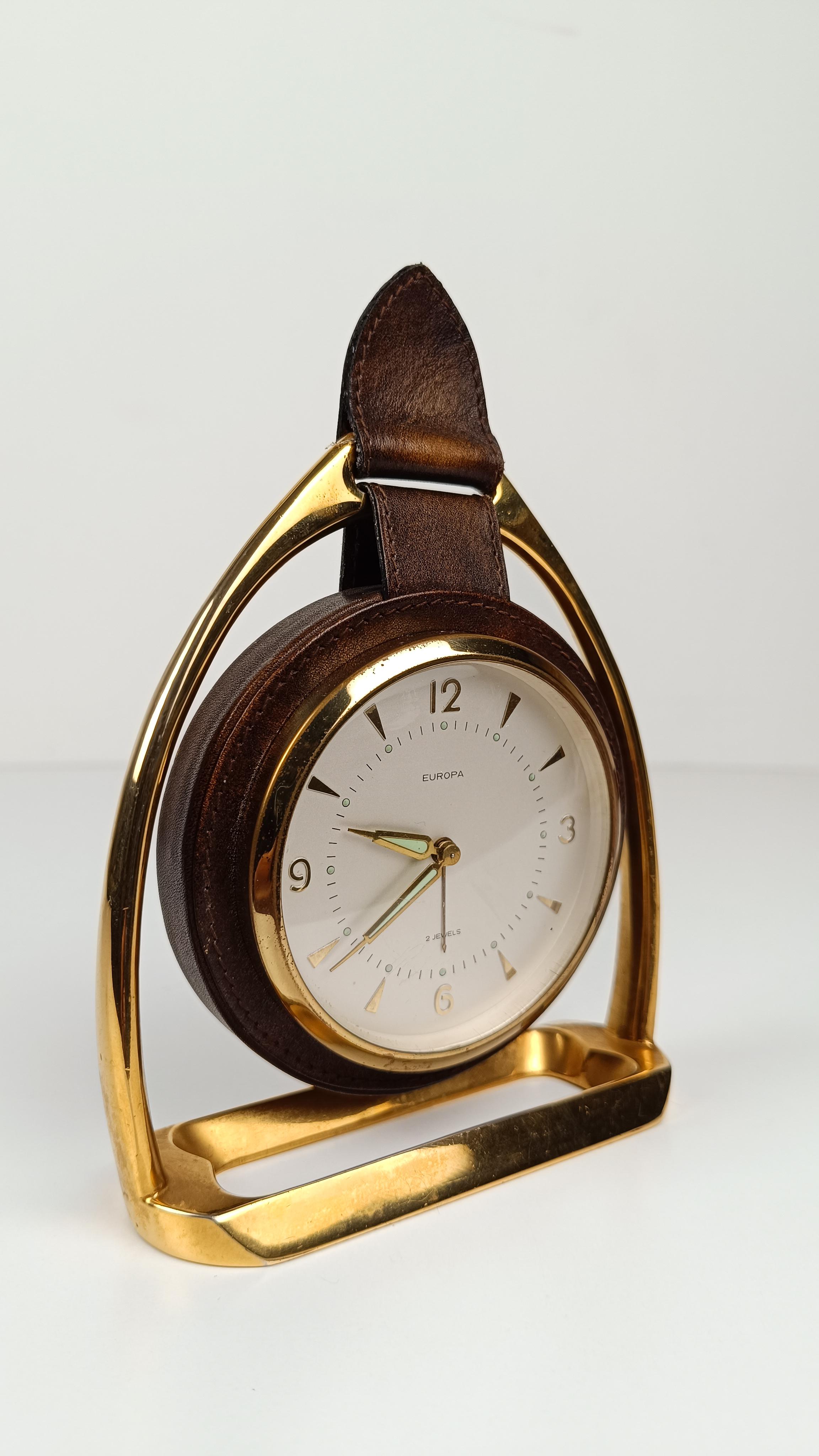 Stirrup Desk Alarm Clock in the style of Paul Dupré-Lafon for Hermès By Europa For Sale 3