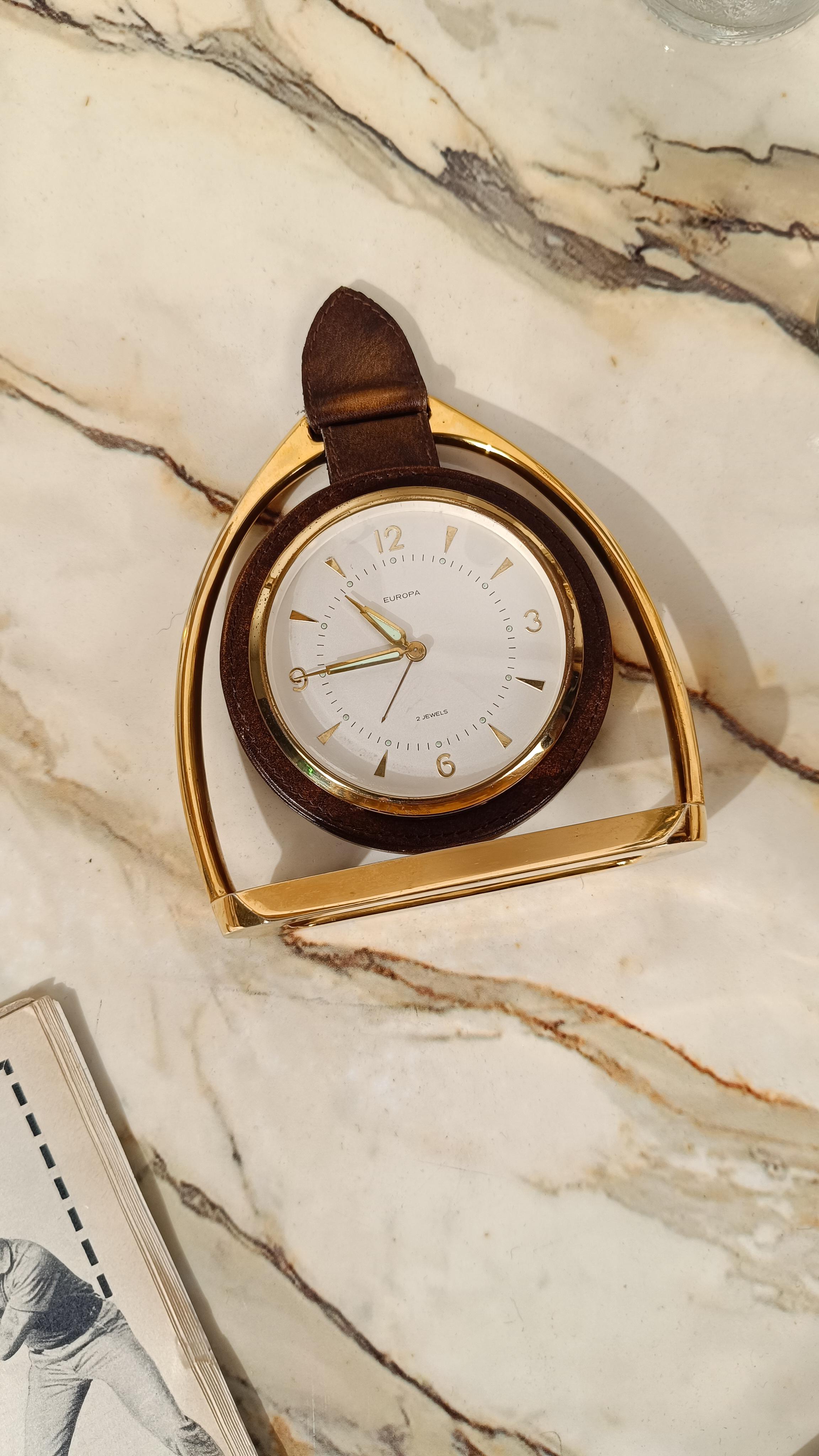 German Stirrup Desk Alarm Clock in the style of Paul Dupré-Lafon for Hermès By Europa For Sale