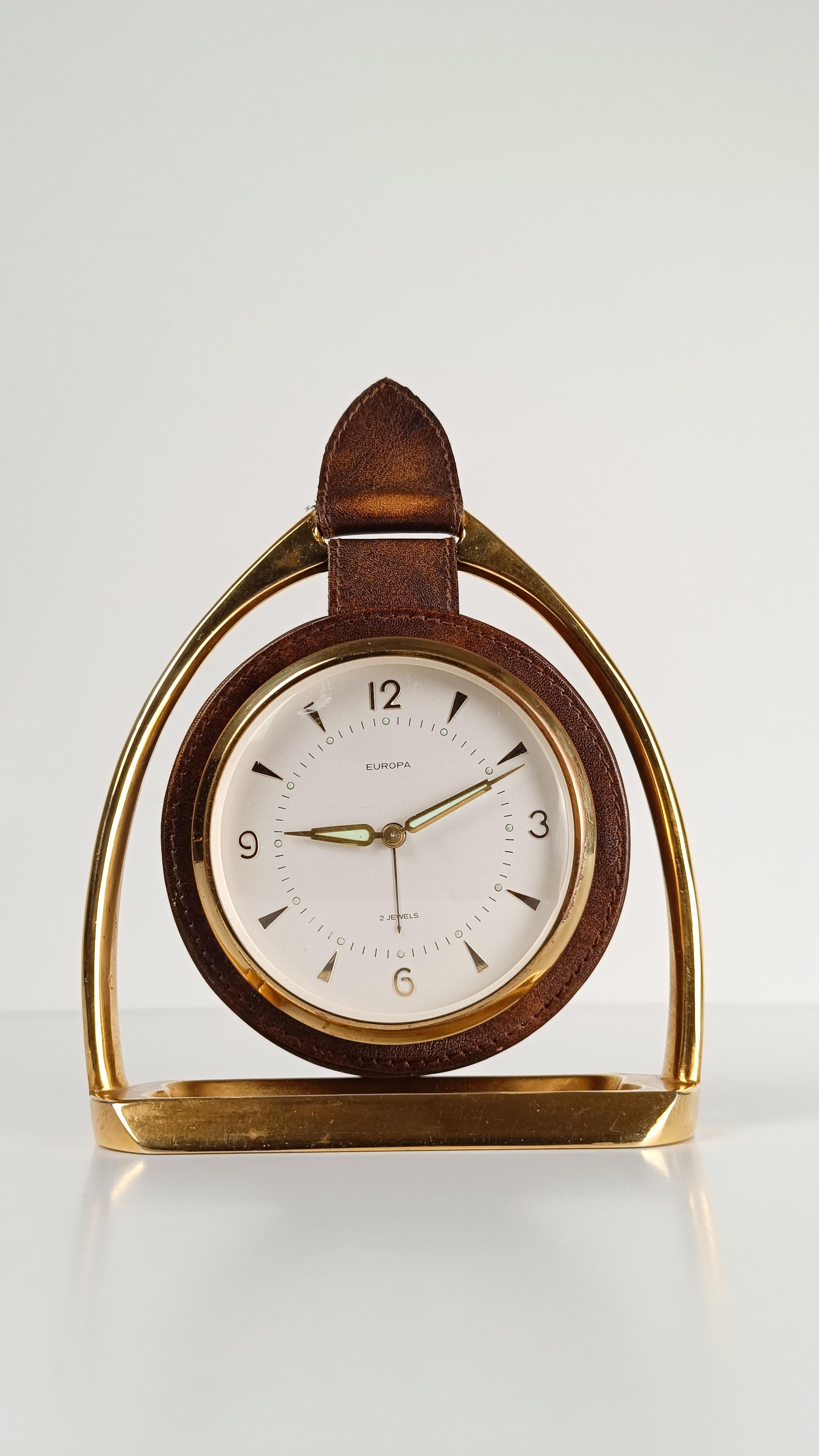 Stirrup Desk Alarm Clock in the style of Paul Dupré-Lafon for Hermès By Europa In Good Condition For Sale In Roma, IT