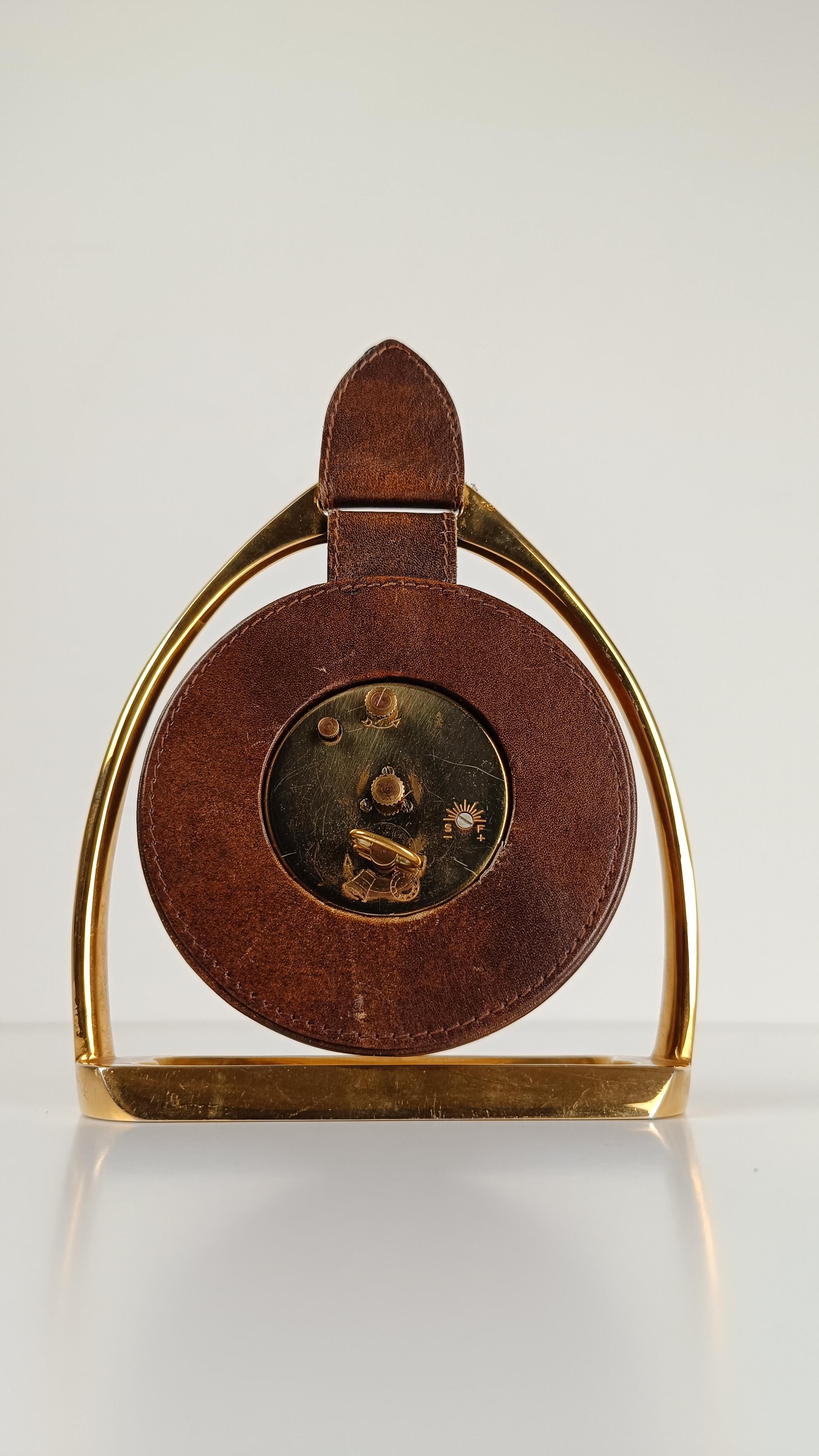 20th Century Stirrup Desk Alarm Clock in the style of Paul Dupré-Lafon for Hermès By Europa For Sale