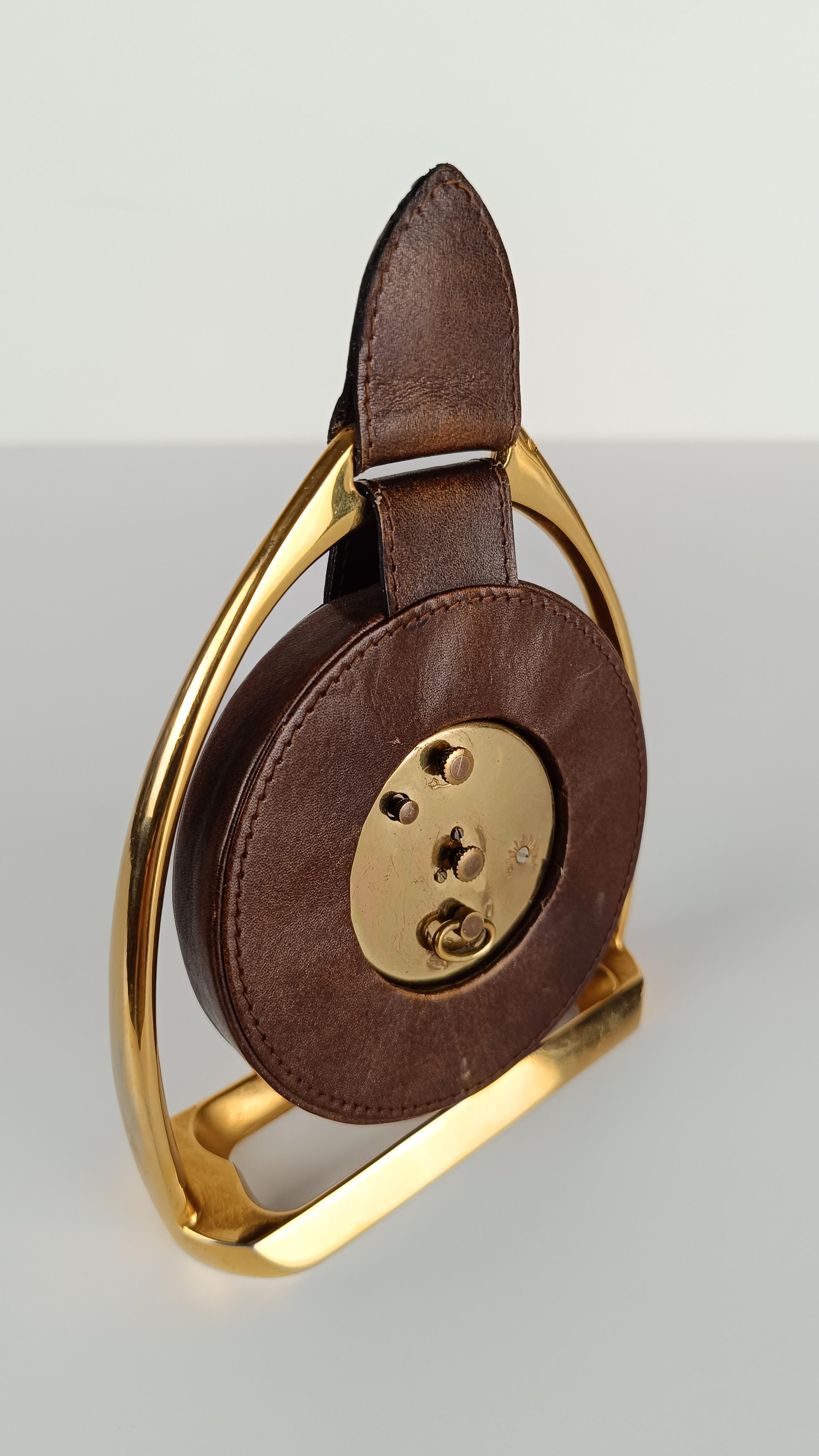 Metal Stirrup Desk Alarm Clock in the style of Paul Dupré-Lafon for Hermès By Europa For Sale