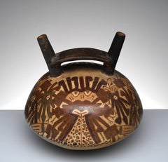 Stirrup Double Spout Nazca Polychrome Pre-Columbian Vessel