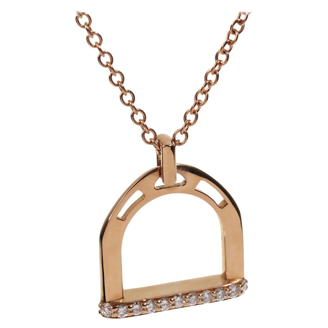 Stirrup Rose Gold Diamond Necklace