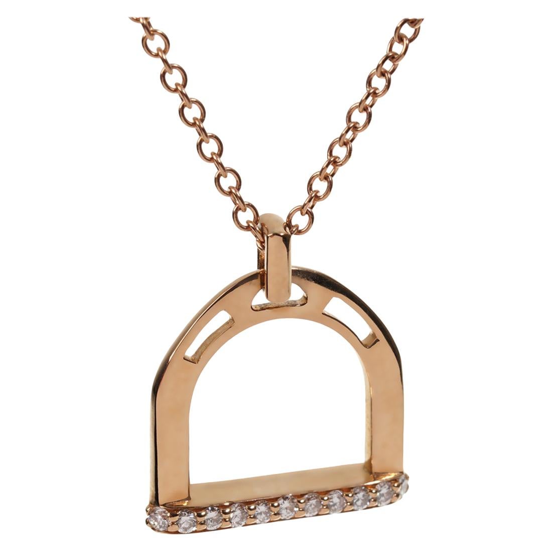 Stirrup Rose Gold Diamond Necklace