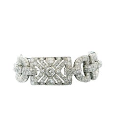 Art-Deco Wide 17ct Diamond French Platinum Bracelet