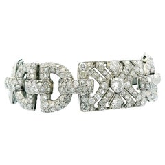 Bracciale Art-Deco largo in platino con diamanti da 17 carati