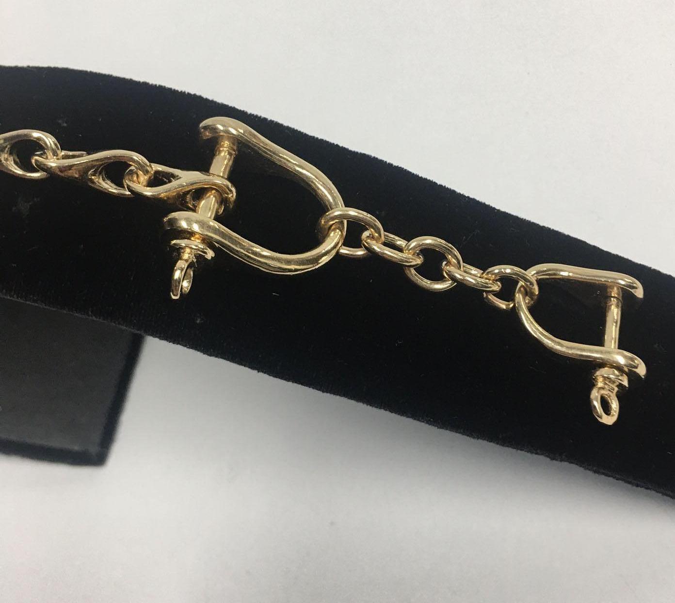 Men's Stirrup Solid Gold Link Bracelet Estate Fine Jewelry For Sale