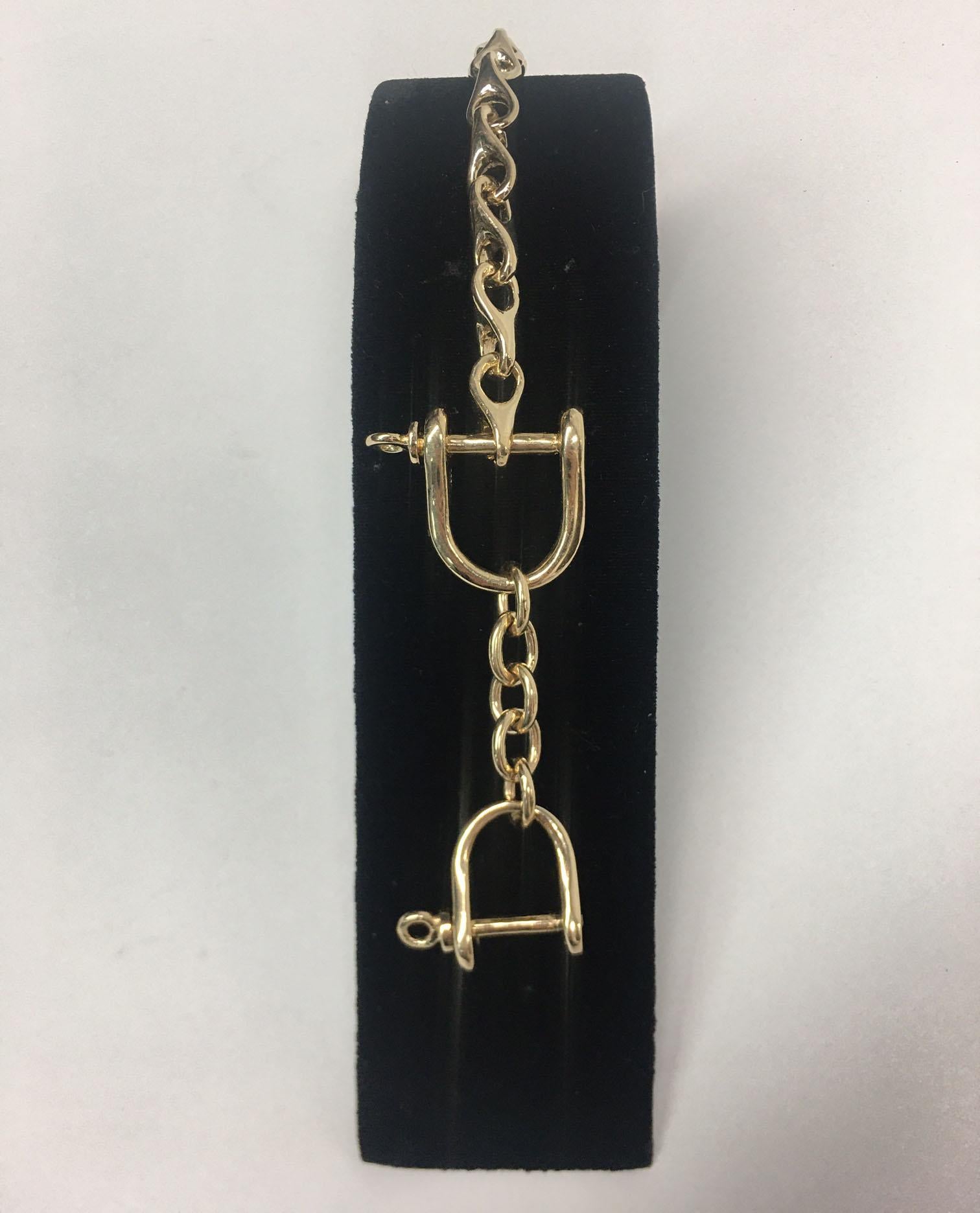 Stirrup Solid Gold Link Bracelet Estate Fine Jewelry For Sale 1