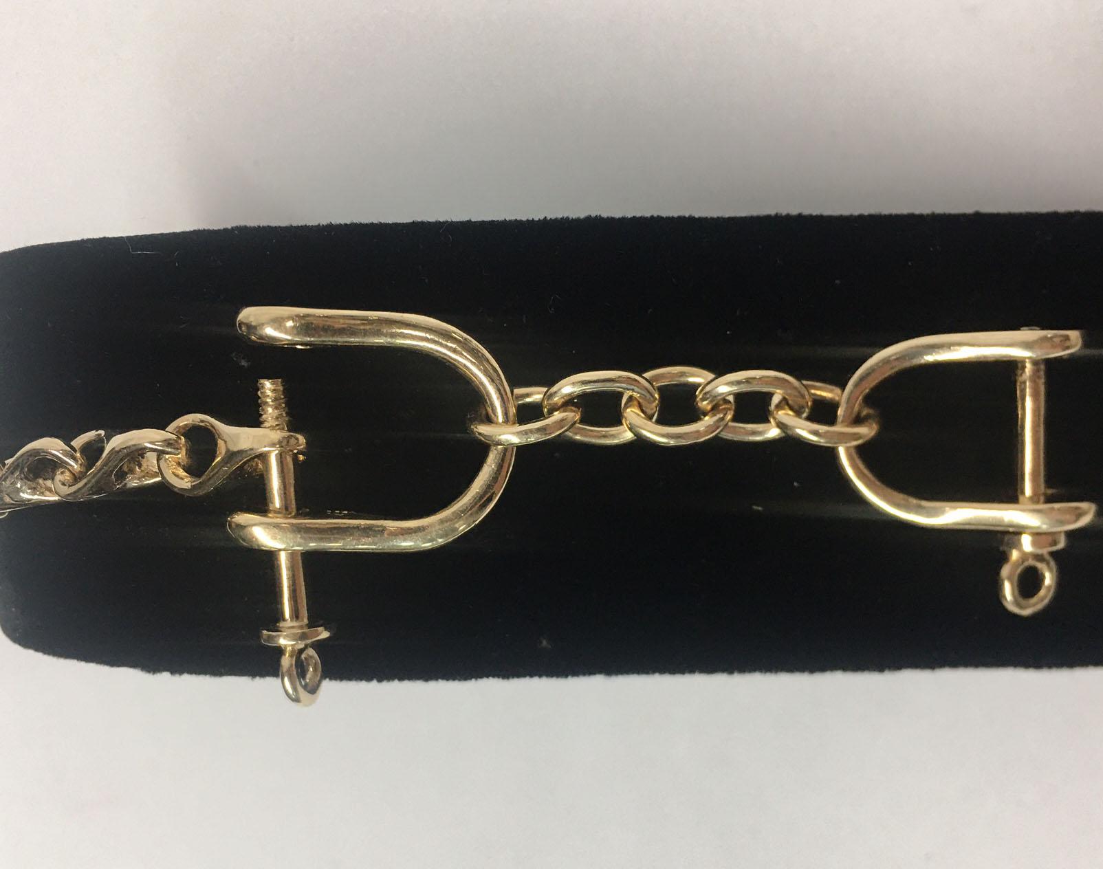 Stirrup Solid Gold Link Bracelet Estate Fine Jewelry 2
