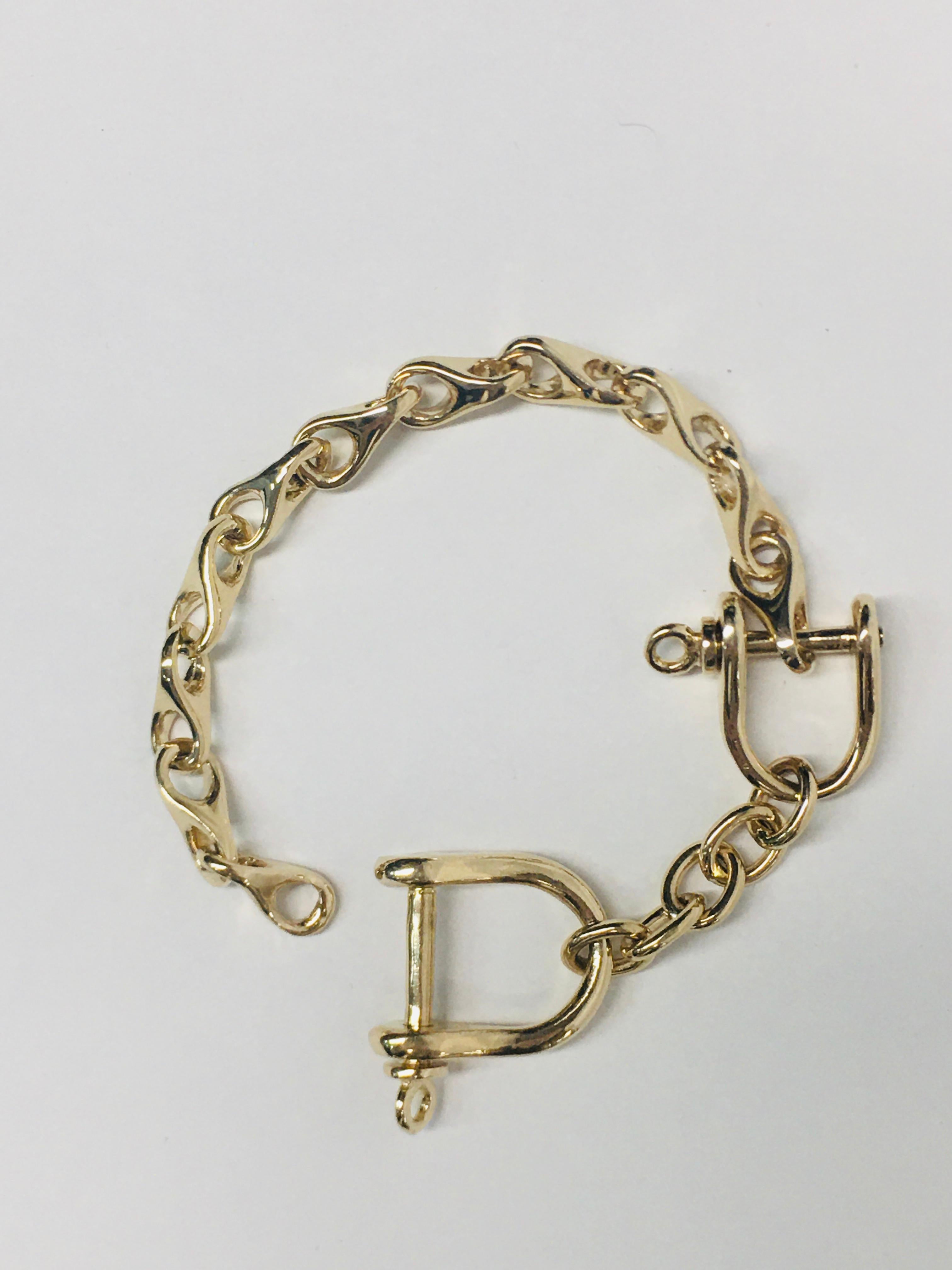 Stirrup Solid Gold Link Bracelet Estate Fine Jewelry 4