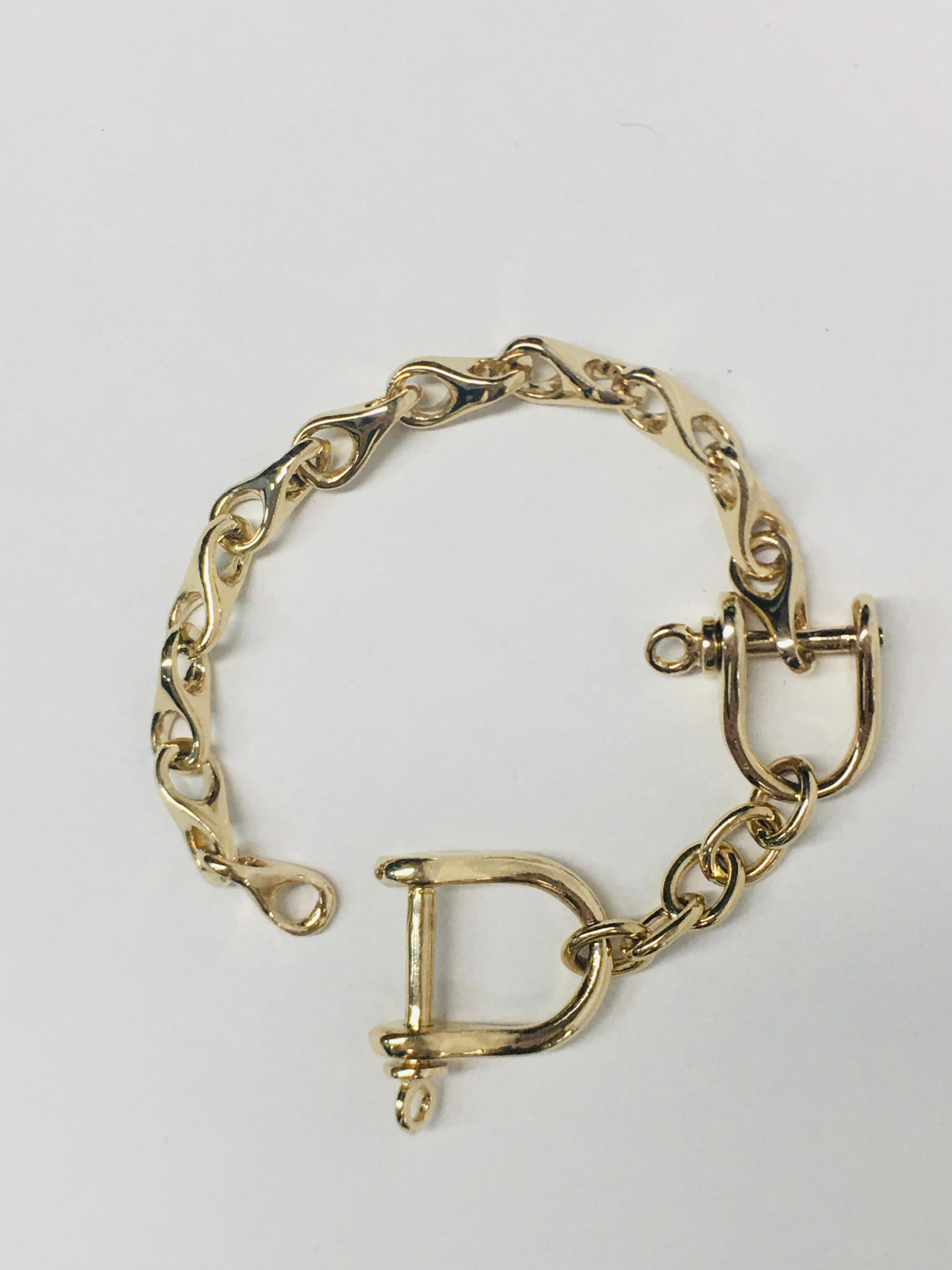 Stirrup Solid Gold Link Bracelet Estate Fine Jewelry For Sale 4