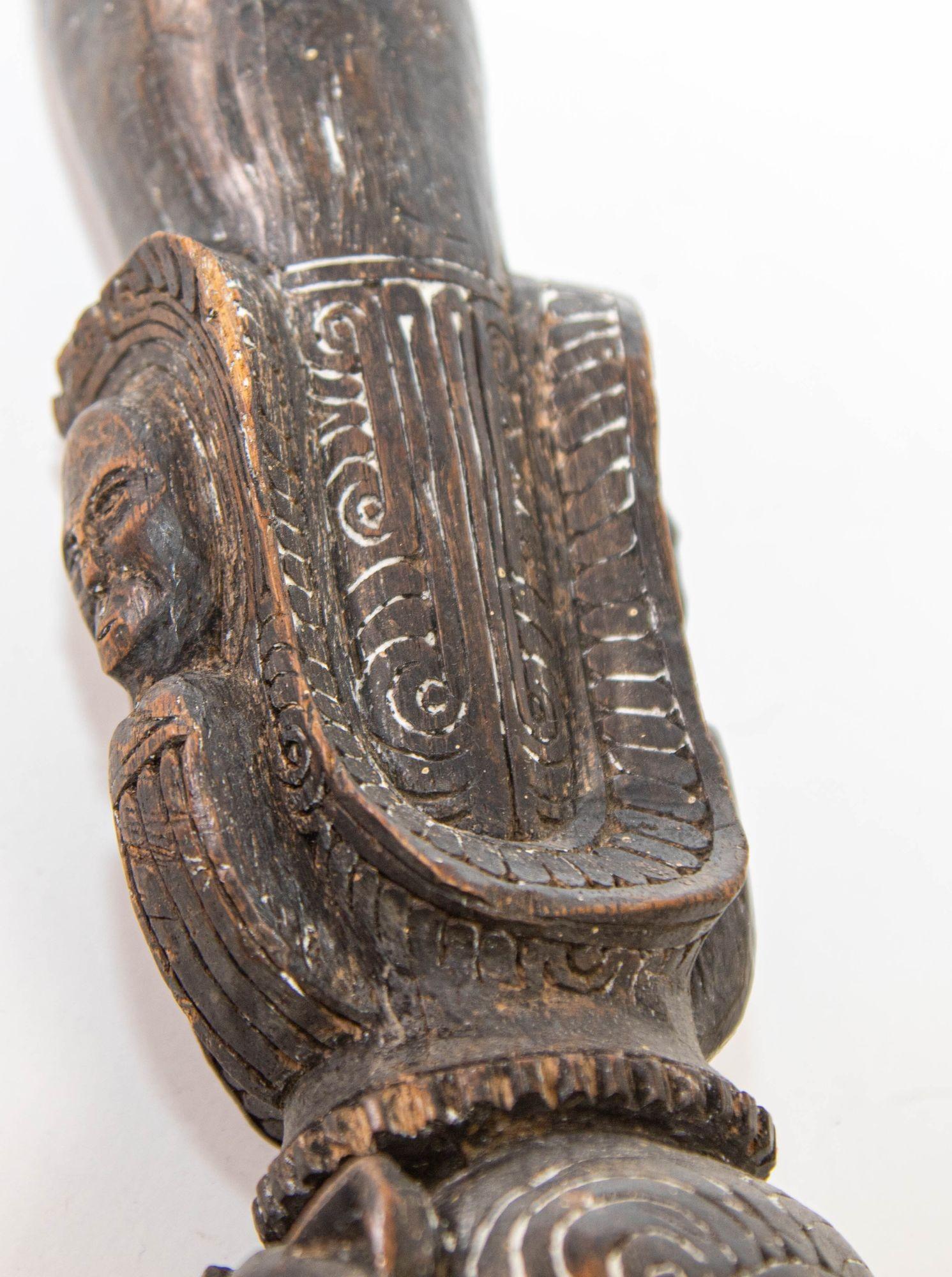 20th Century Stirrup Vessel Wood Hand- Carved Massim People Papua New Guinea