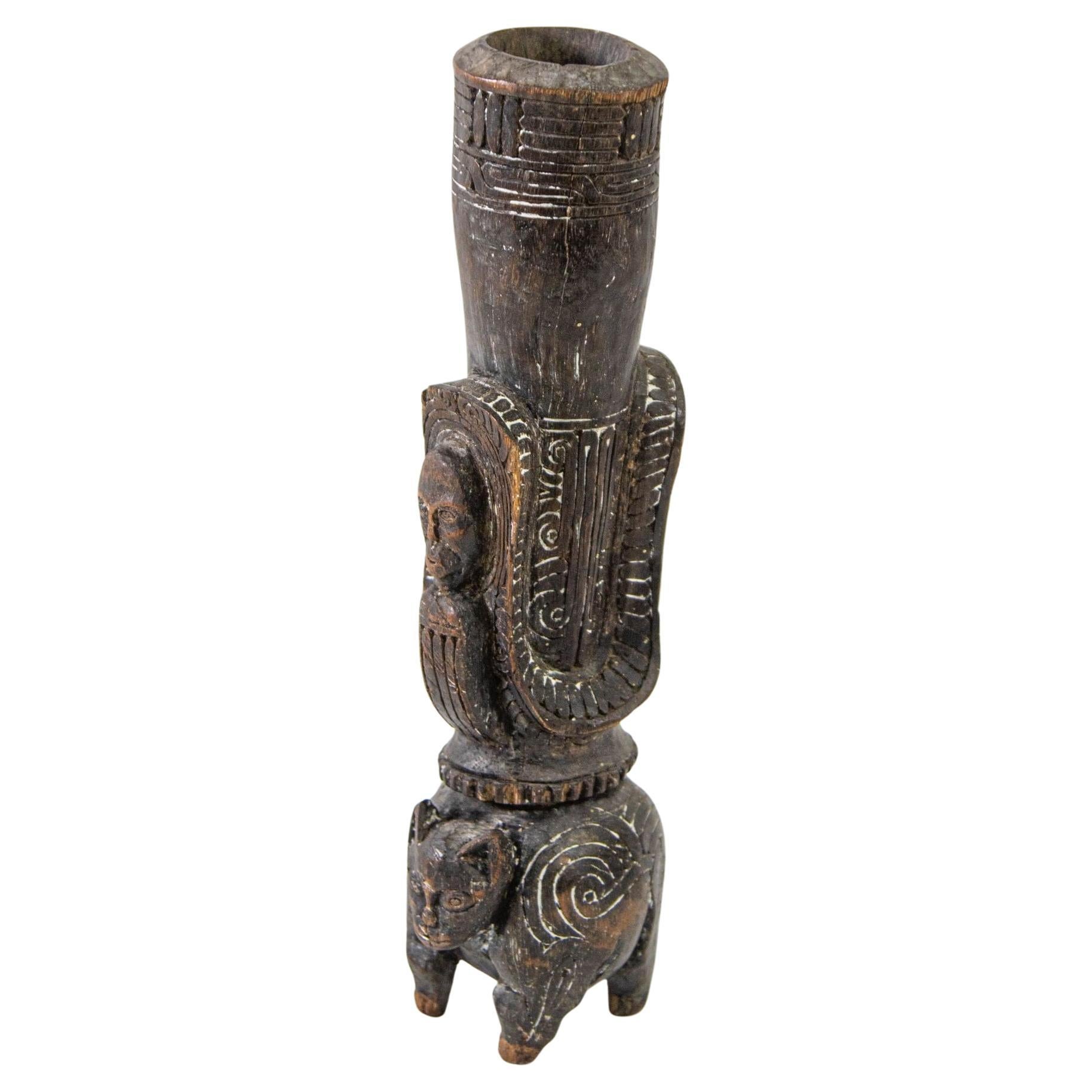 Stirrup Vessel Wood Hand- Carved Massim People Papua New Guinea For Sale