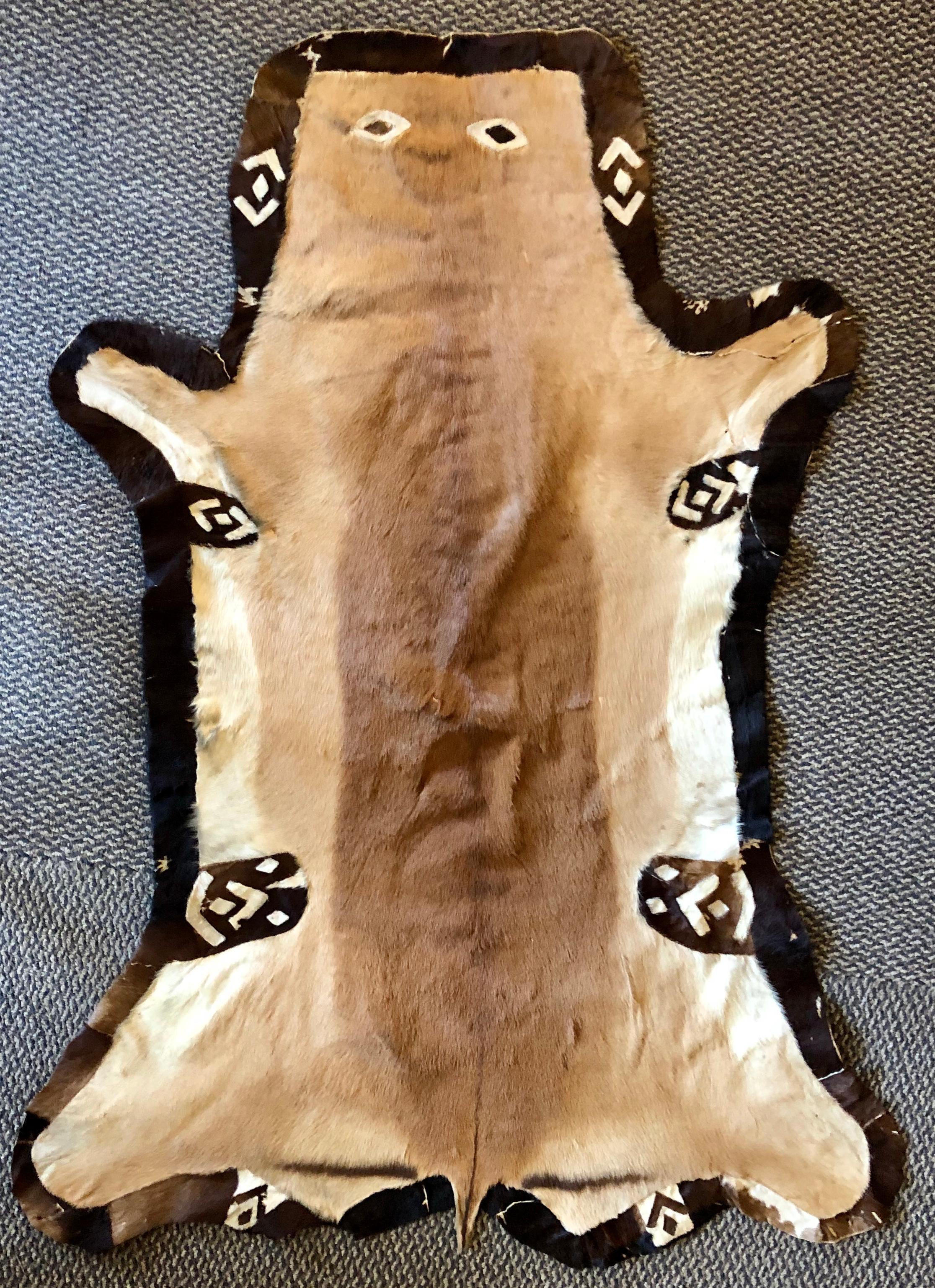 Adirondack Stitch Animal Skin Rug or Carpet with a Happy Face