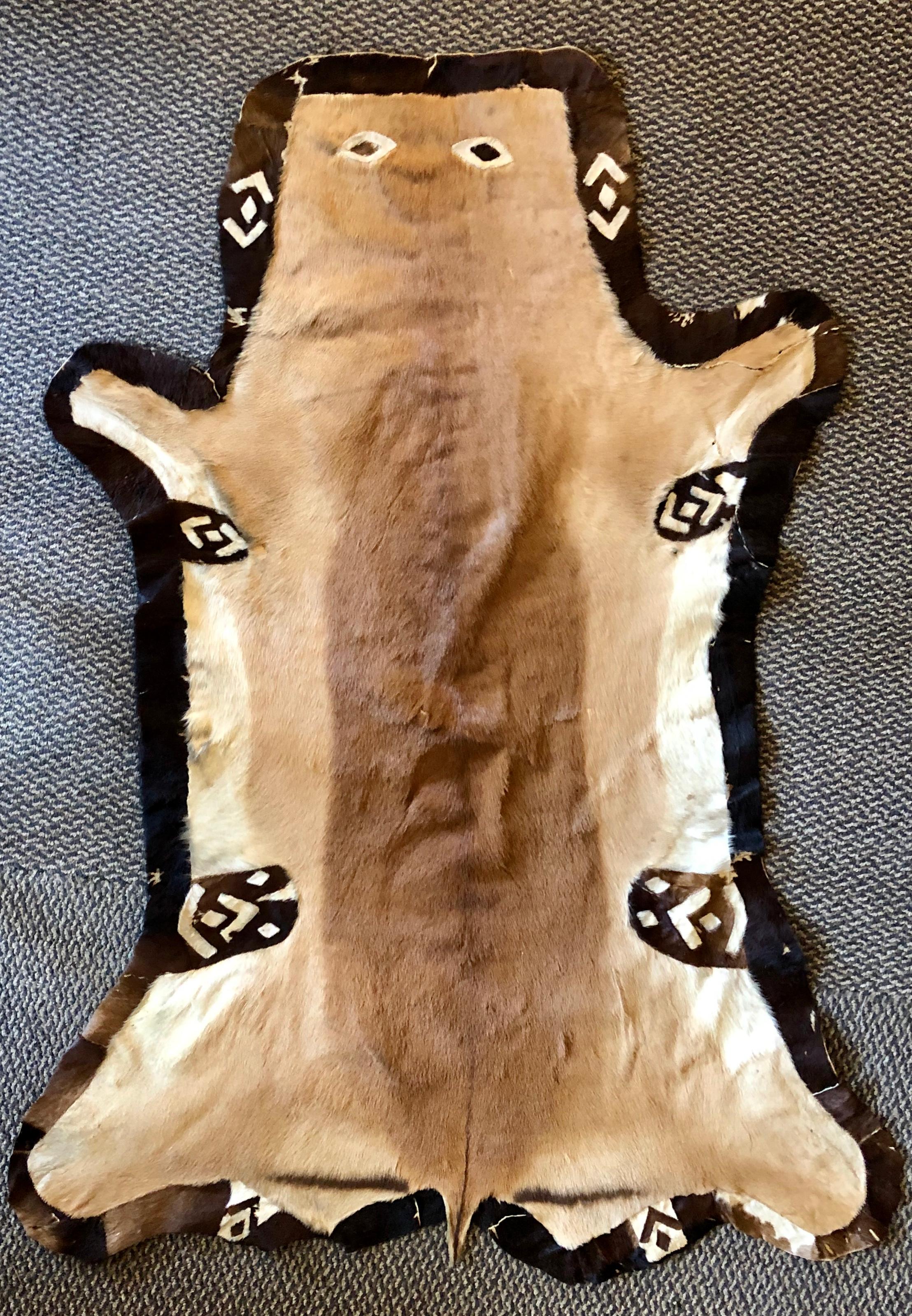 Stitch Animal Skin Rug or Carpet with a Happy Face In Good Condition In Stamford, CT
