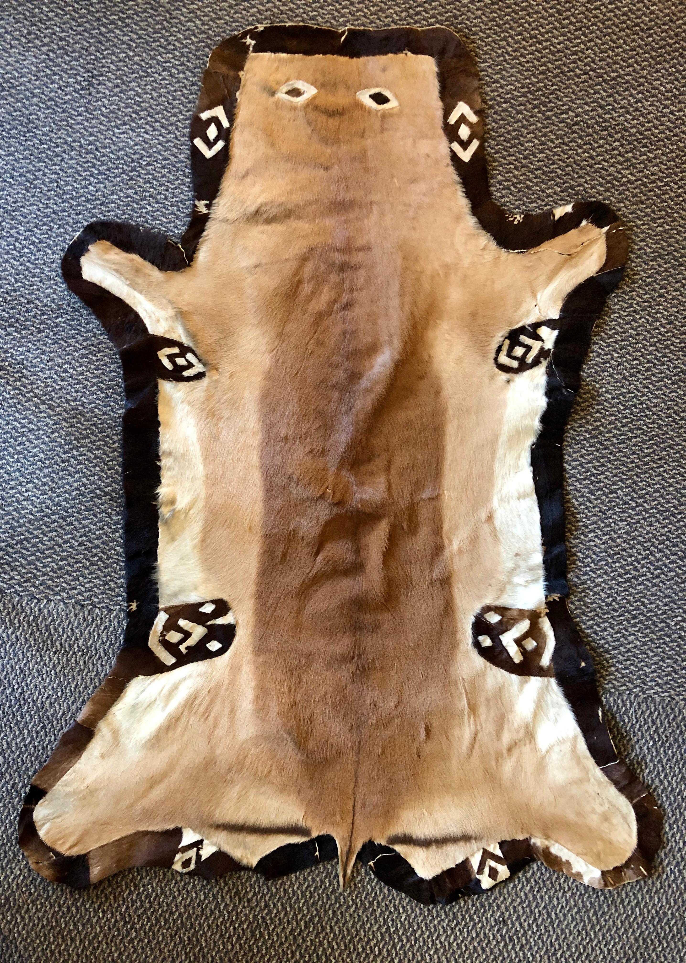 20th Century Stitch Animal Skin Rug or Carpet with a Happy Face