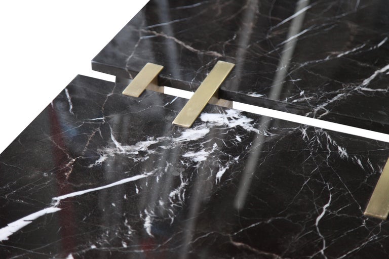 'Stitch' Black YSL Marble and Brass Modern Coffee Table For Sale at 1stDibs