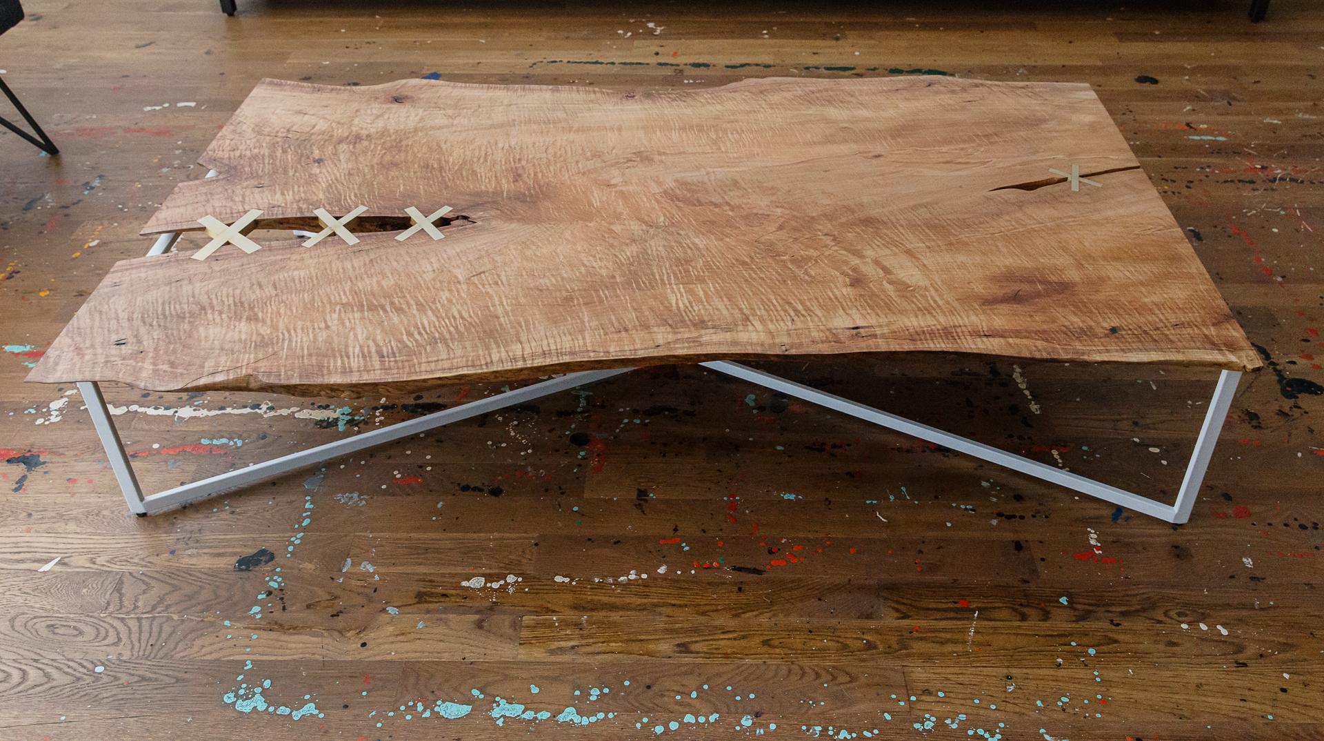 Stitch Coffee Table in Big Leaf Maple In New Condition For Sale In Denver, PA