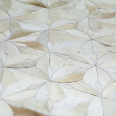 Stitch less Anpassbare Kuhfell Creme Flores Bereich Teppich XLarge