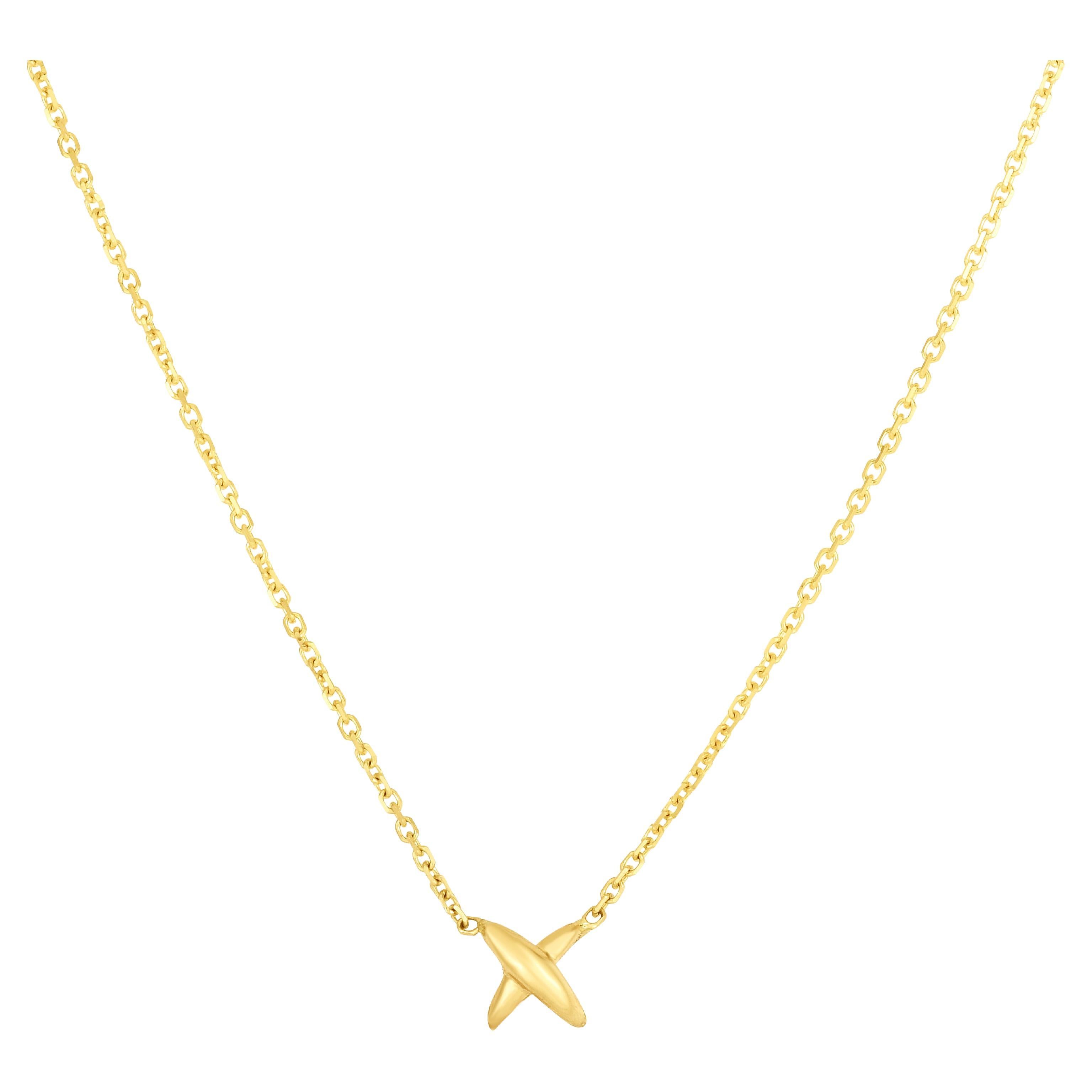 14k Gold AMANDA PEARL Stitch Necklace For Sale