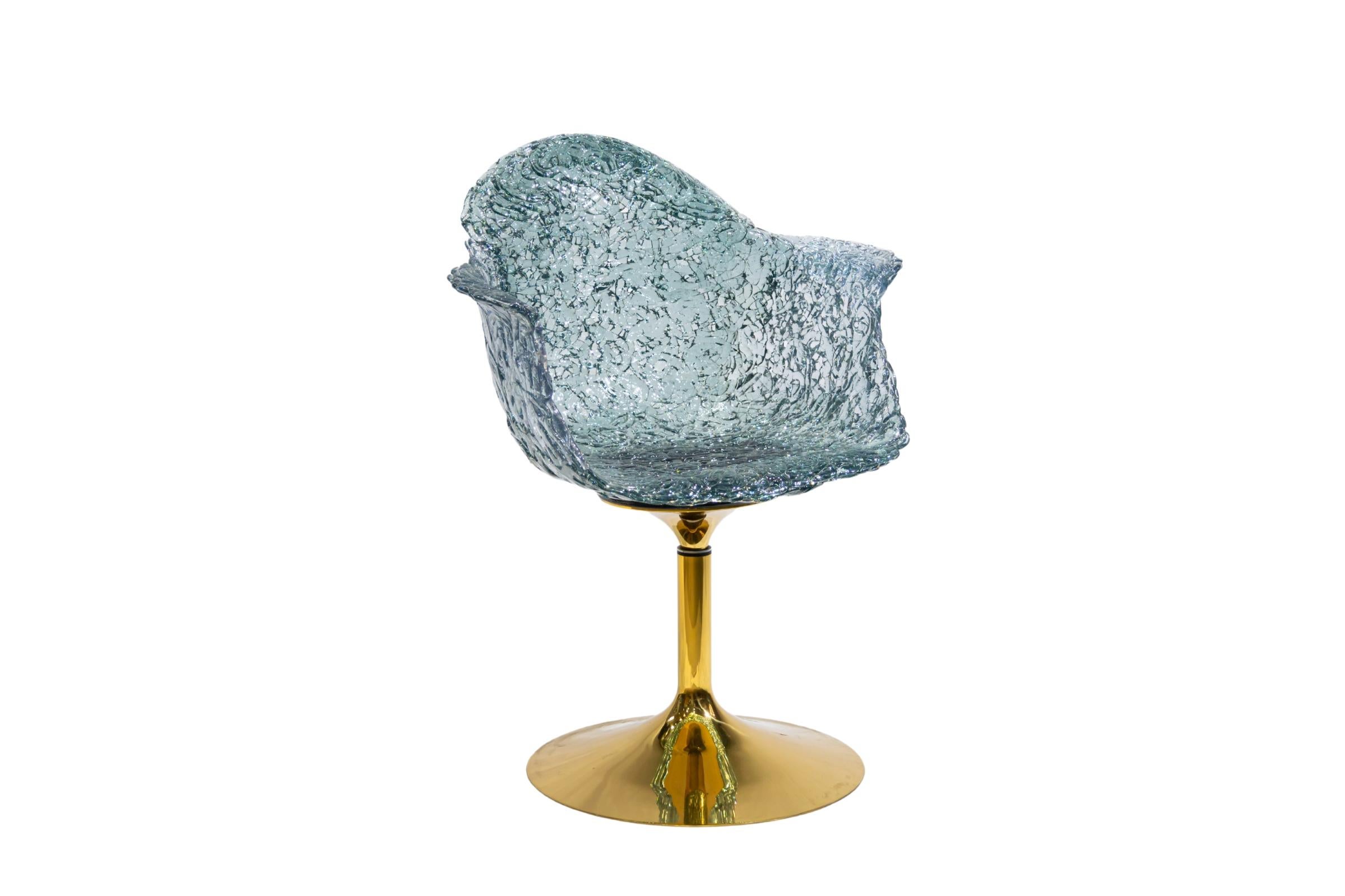 Art Déco Sedia girevole Stitch - Lussuosa sedia girevole moderna con cucitura a mano in vendita
