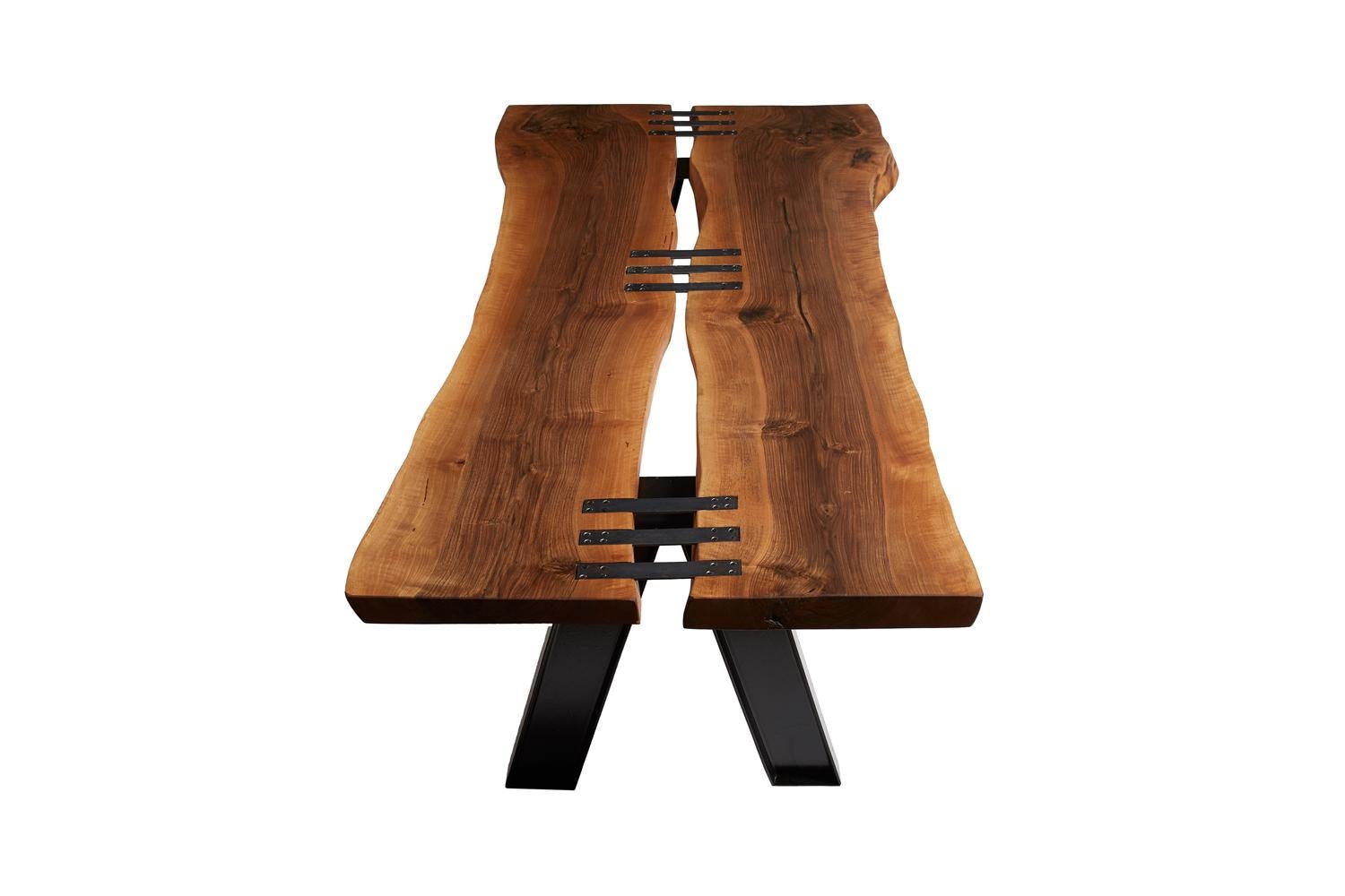 Hand-Crafted Stitch Walnut Live Edge Dining Table For Sale