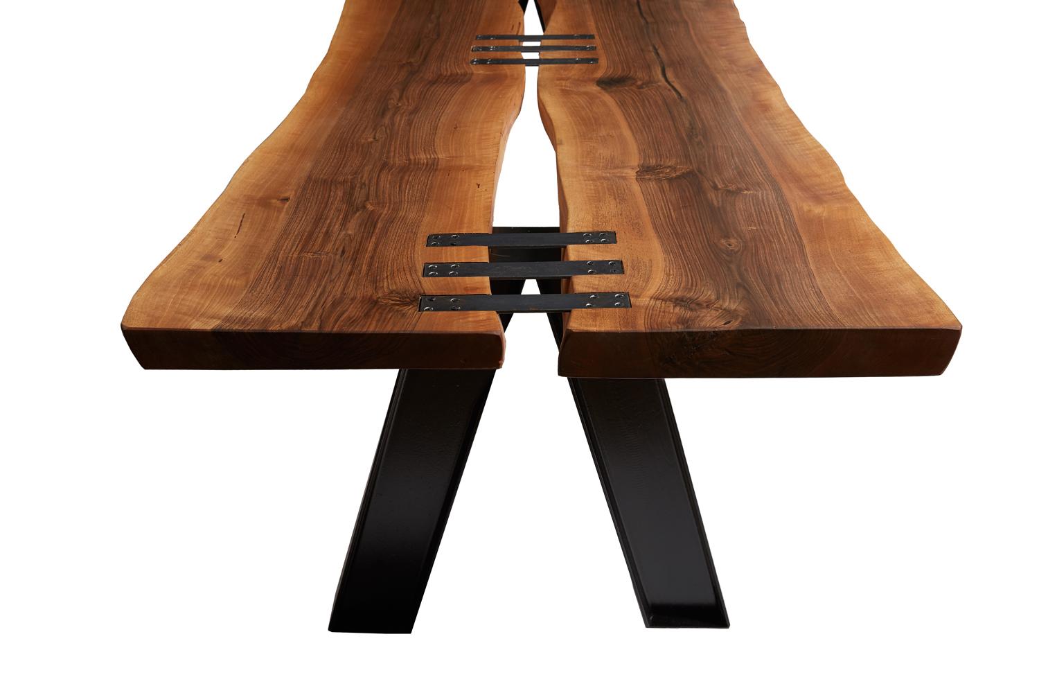 Stitch Walnut Live Edge Dining Table In New Condition For Sale In Union City, NJ